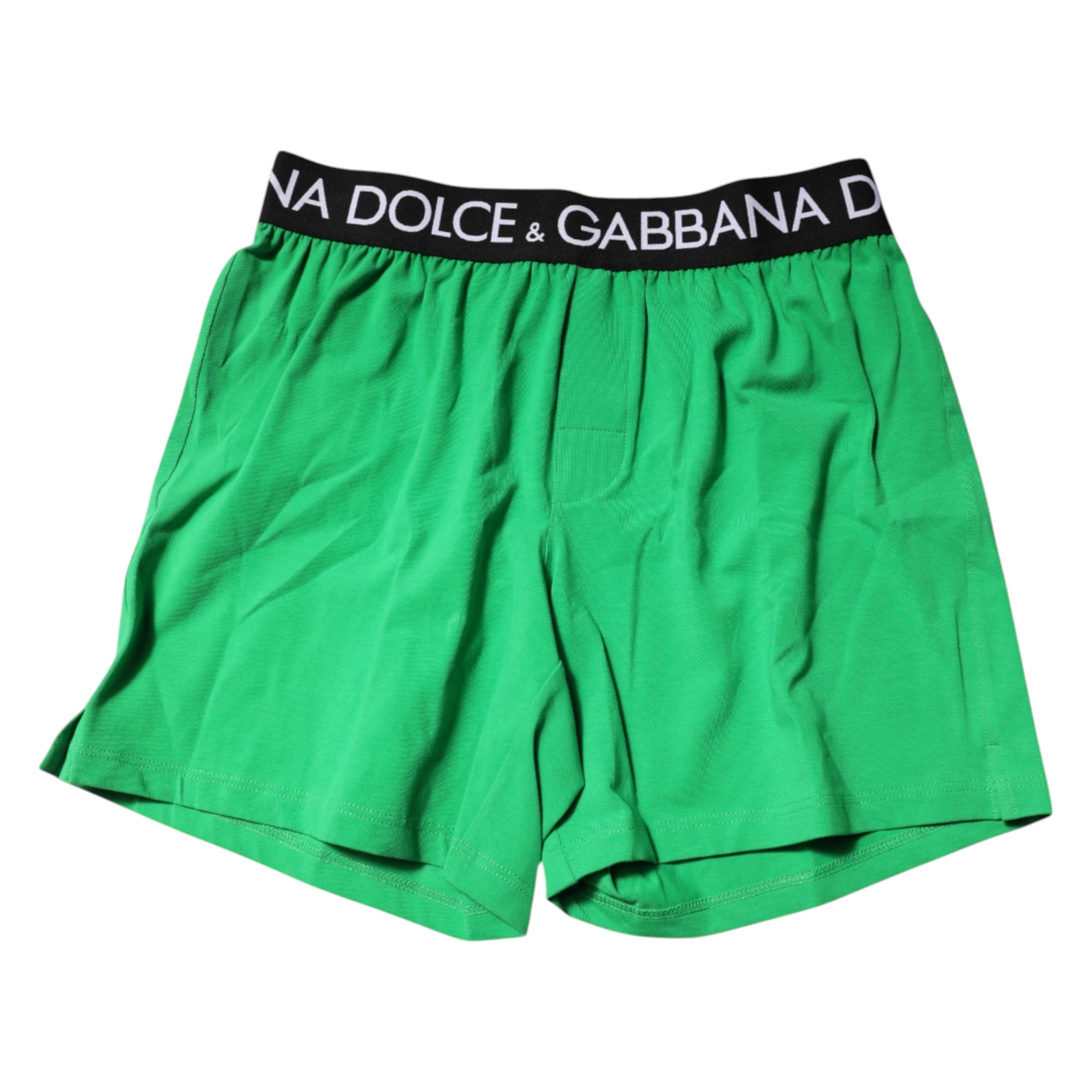 New Dolce & Gabbana Green Cotton Regular Boxer Shorts Underwear