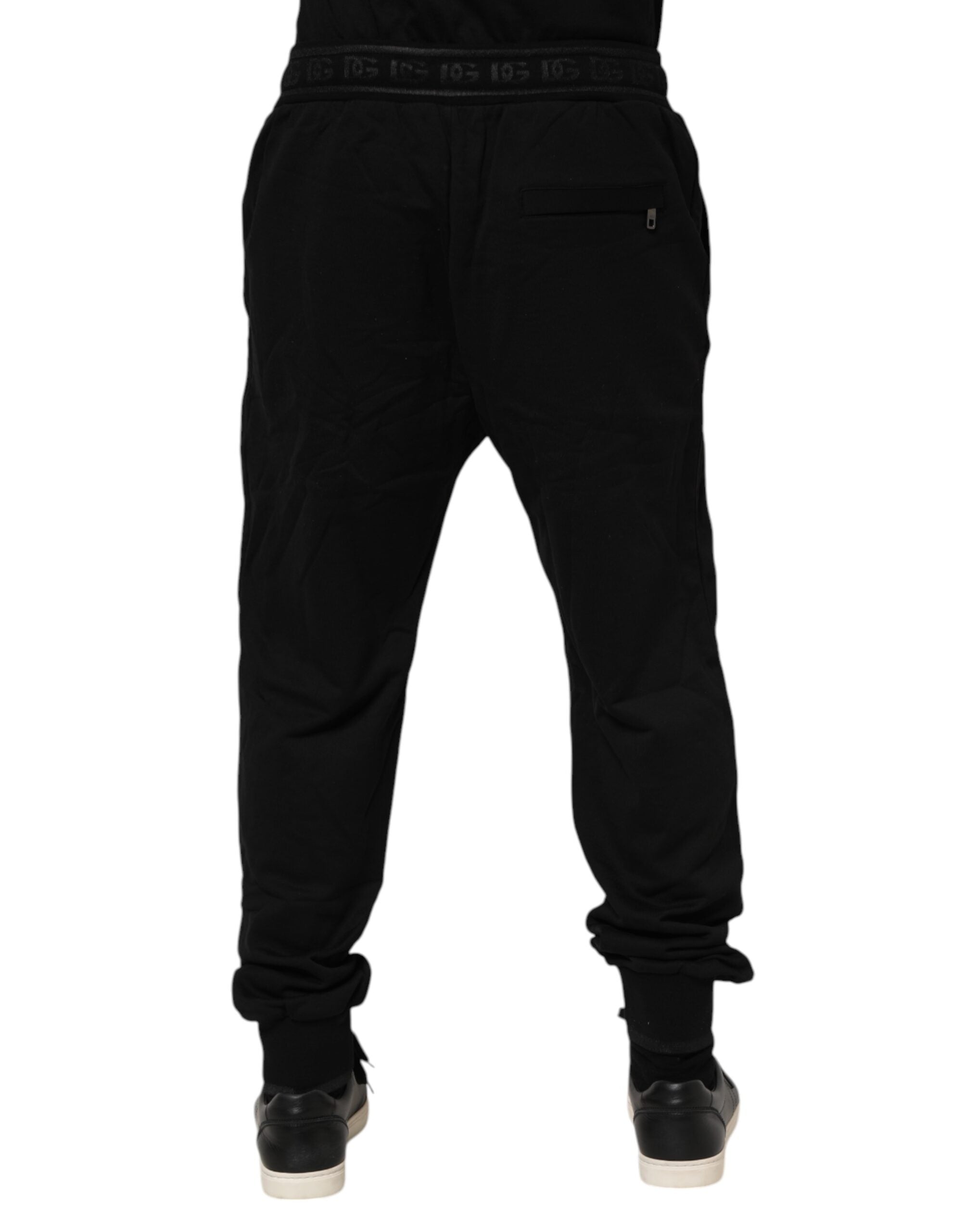 New Dolce & Gabbana Black Cotton Drawstring Jogger Pants