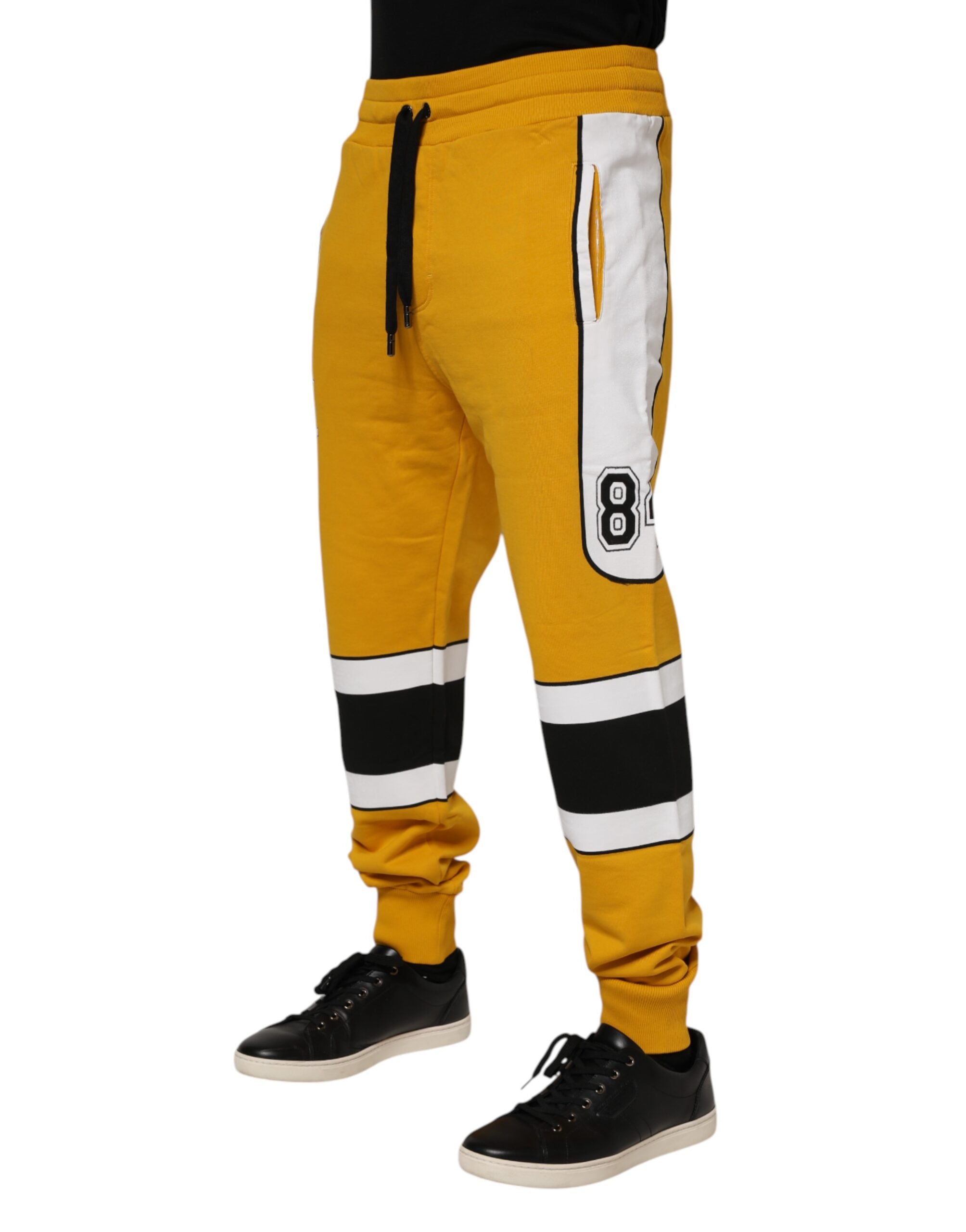 Dolce & Gabbana Yellow Cotton Logo Jogger Sweatpants Pants
