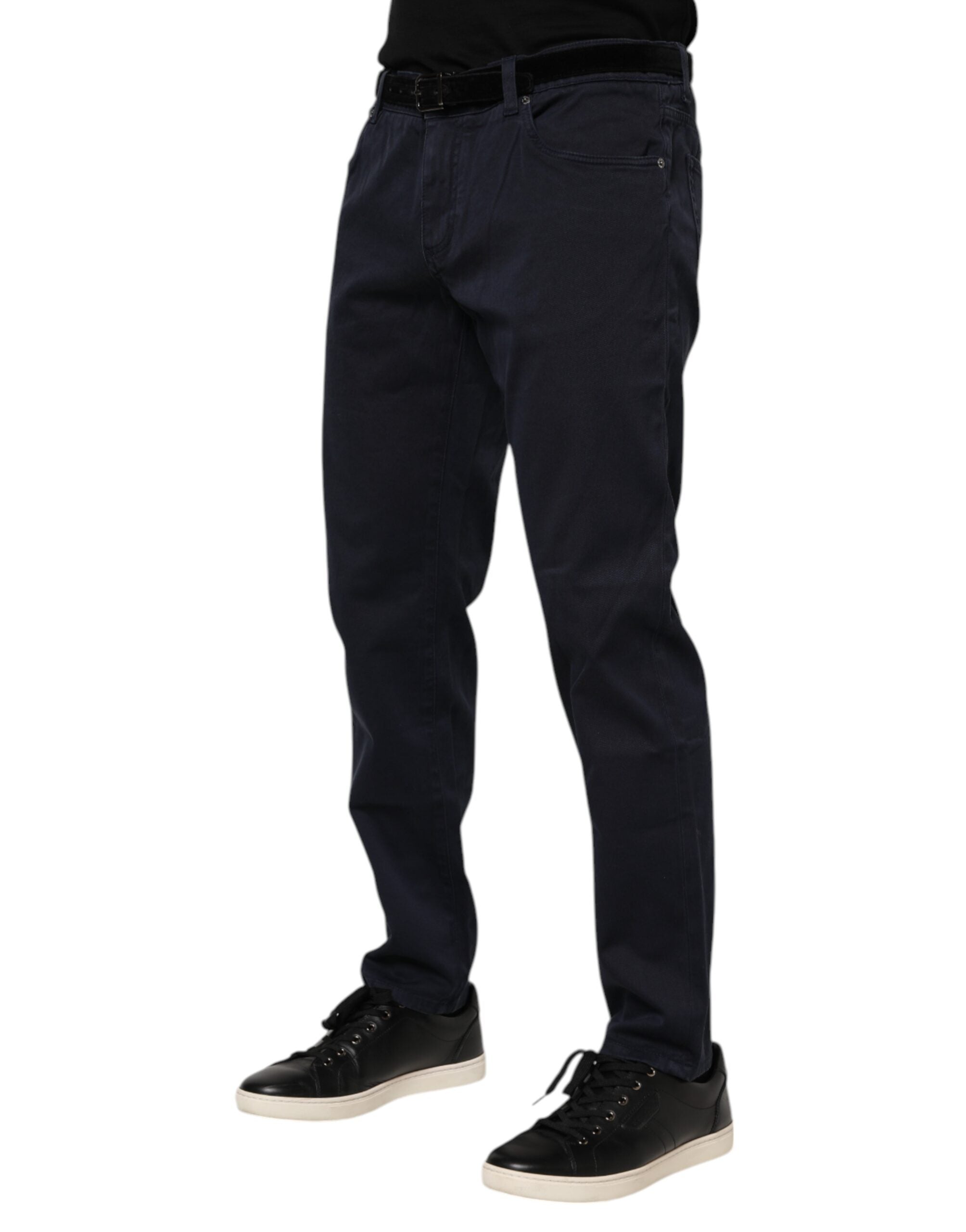 New Dolce & Gabbana Blue Cotton Tapered Denim Jeans