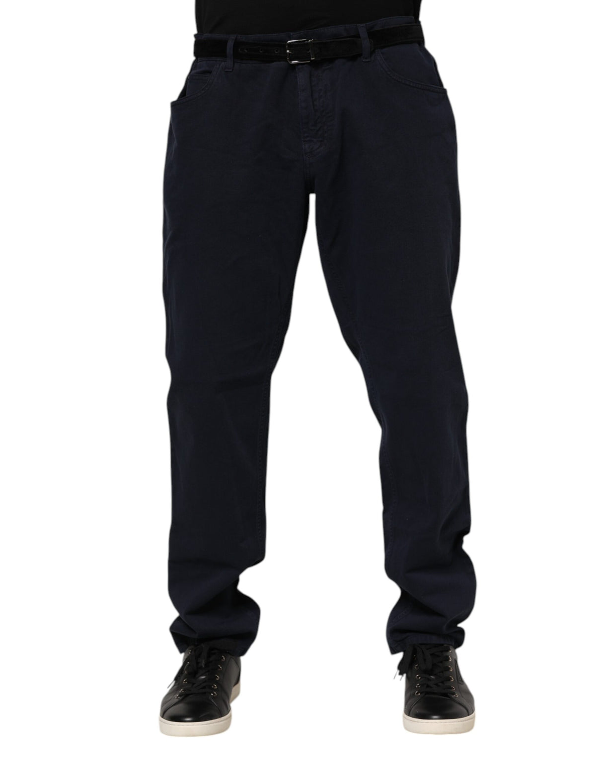 New Dolce & Gabbana Black Cotton Tapered Denim Jeans
