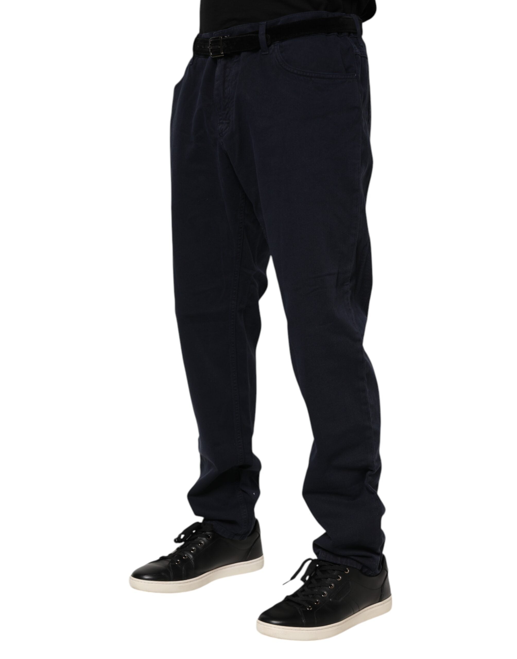 New Dolce & Gabbana Black Cotton Tapered Denim Jeans