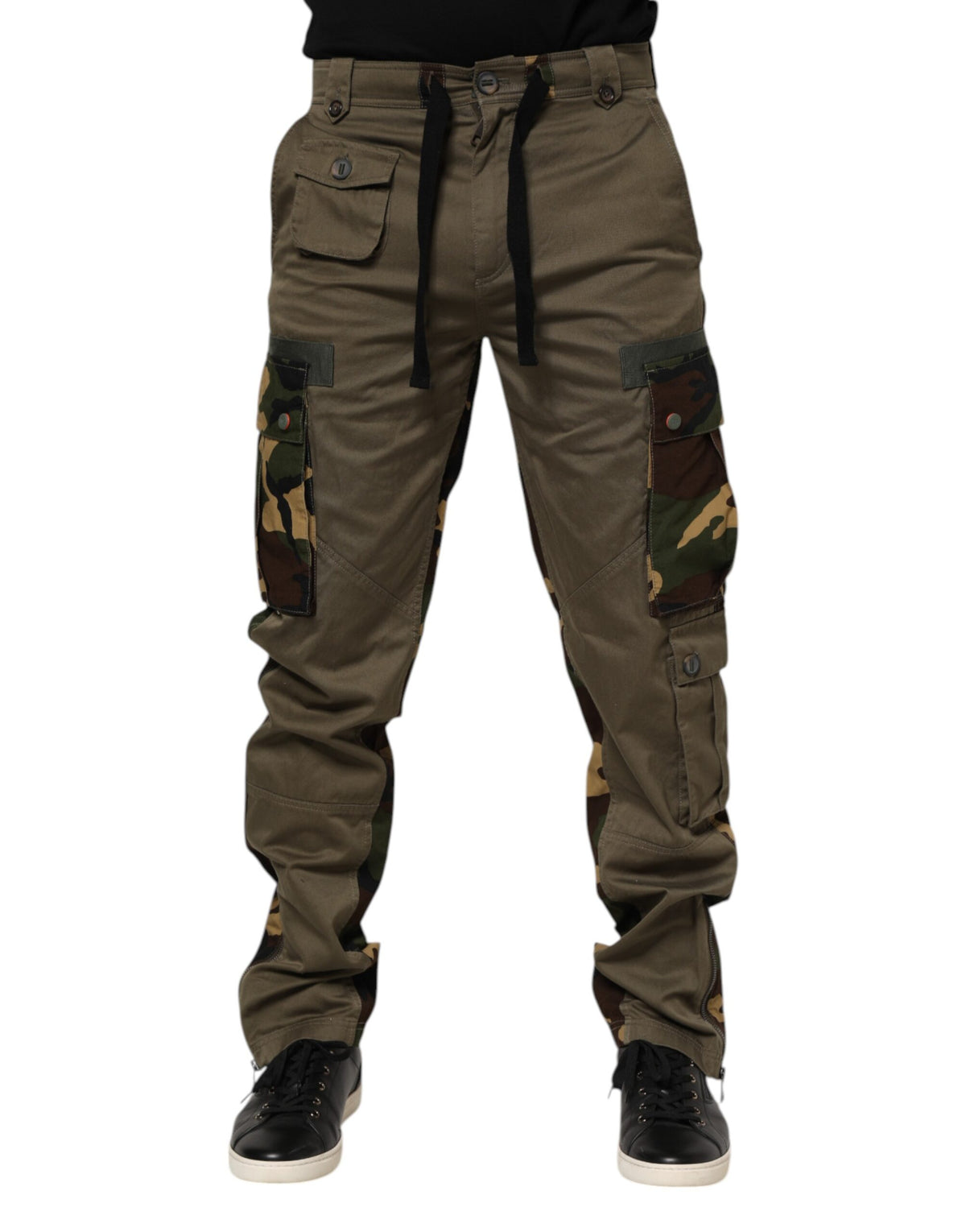 New Dolce & Gabbana Brown Cotton Camouflage Cargo Pants
