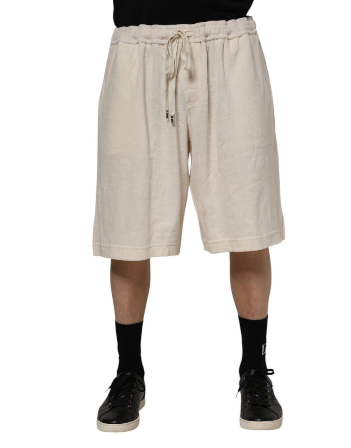New Dolce & Gabbana Ivory Cotton Men Bermuda Sweatshorts Shorts