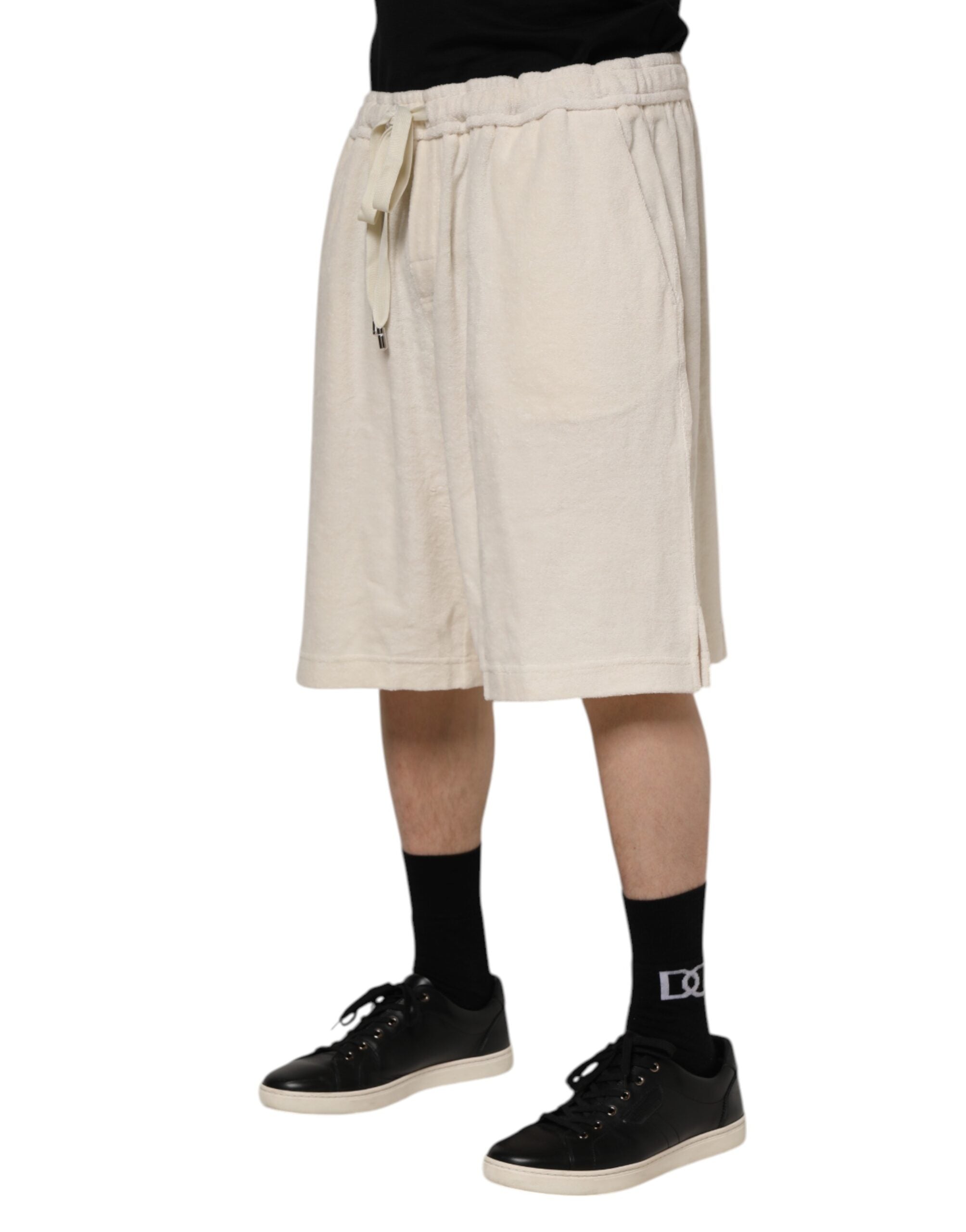New Dolce & Gabbana Ivory Cotton Men Bermuda Sweatshorts Shorts