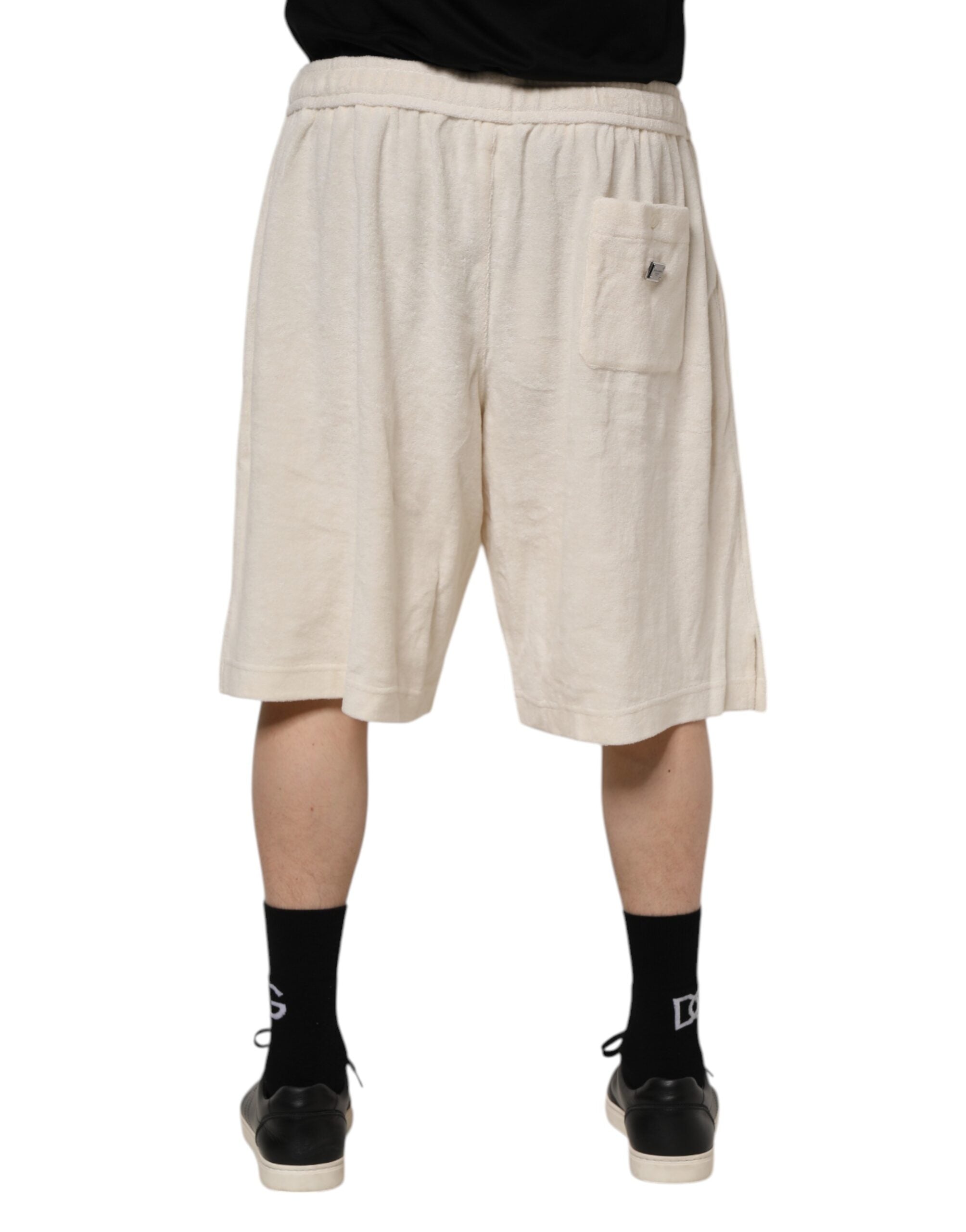 New Dolce & Gabbana Ivory Cotton Men Bermuda Sweatshorts Shorts