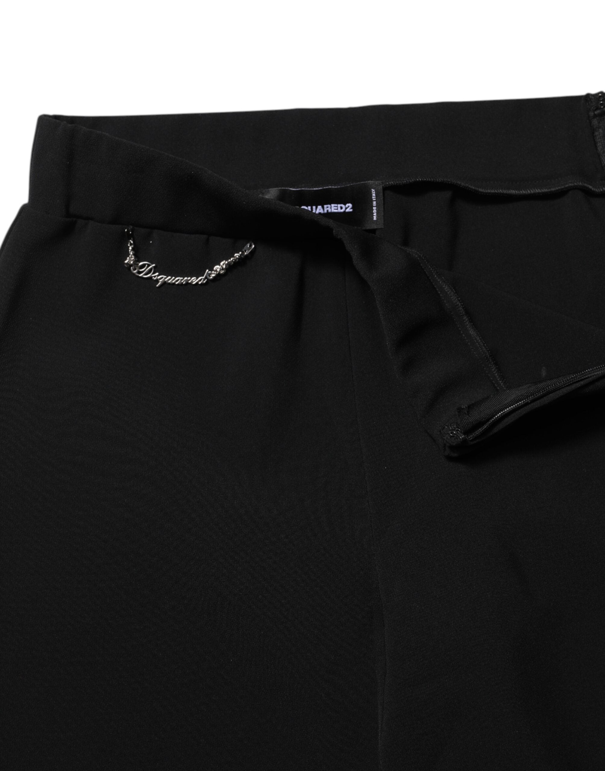 New Dsquared² Black High Waisted Flared Pants