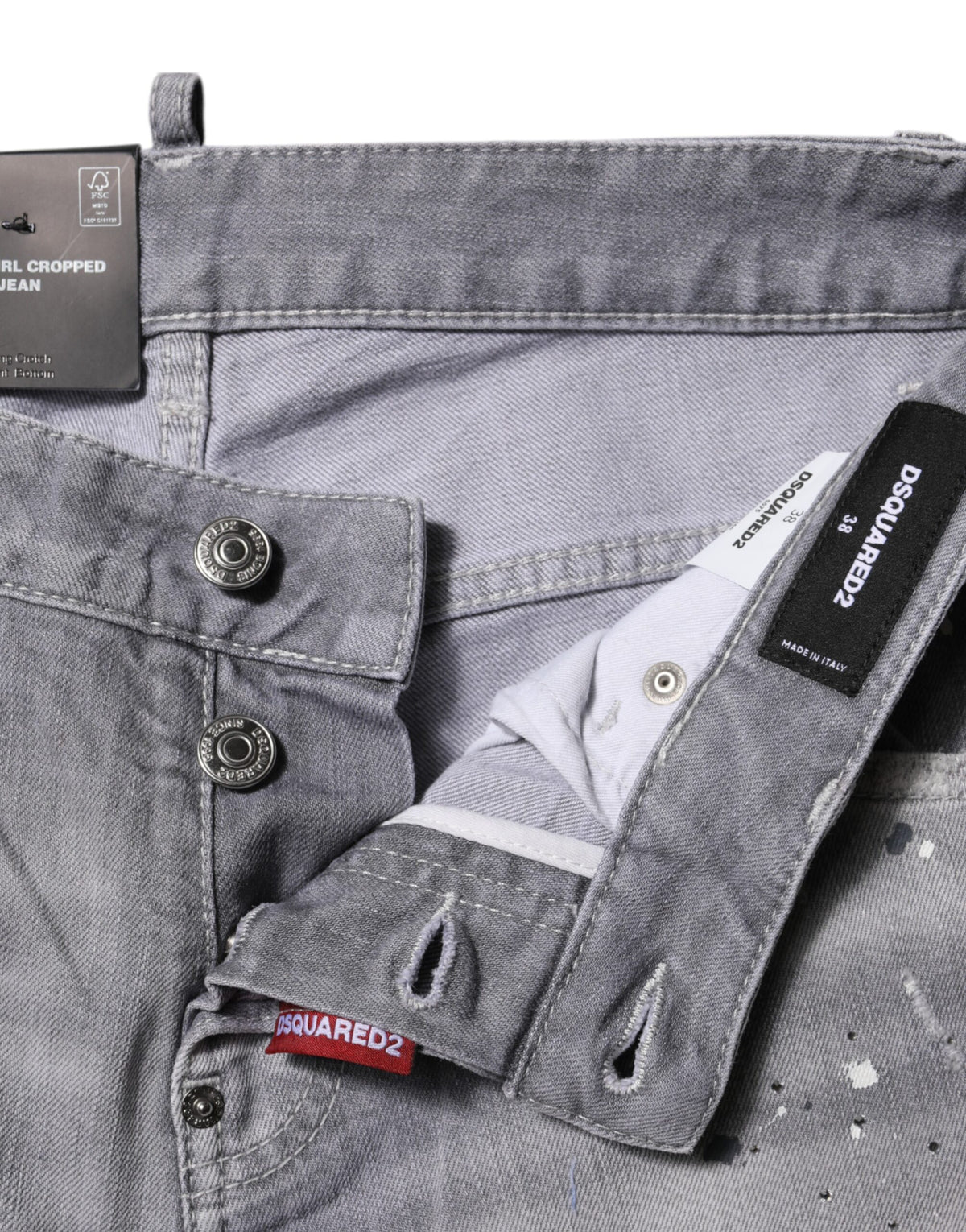 New Dsquared² Gray Washed Mid Waist Tapered Jeans