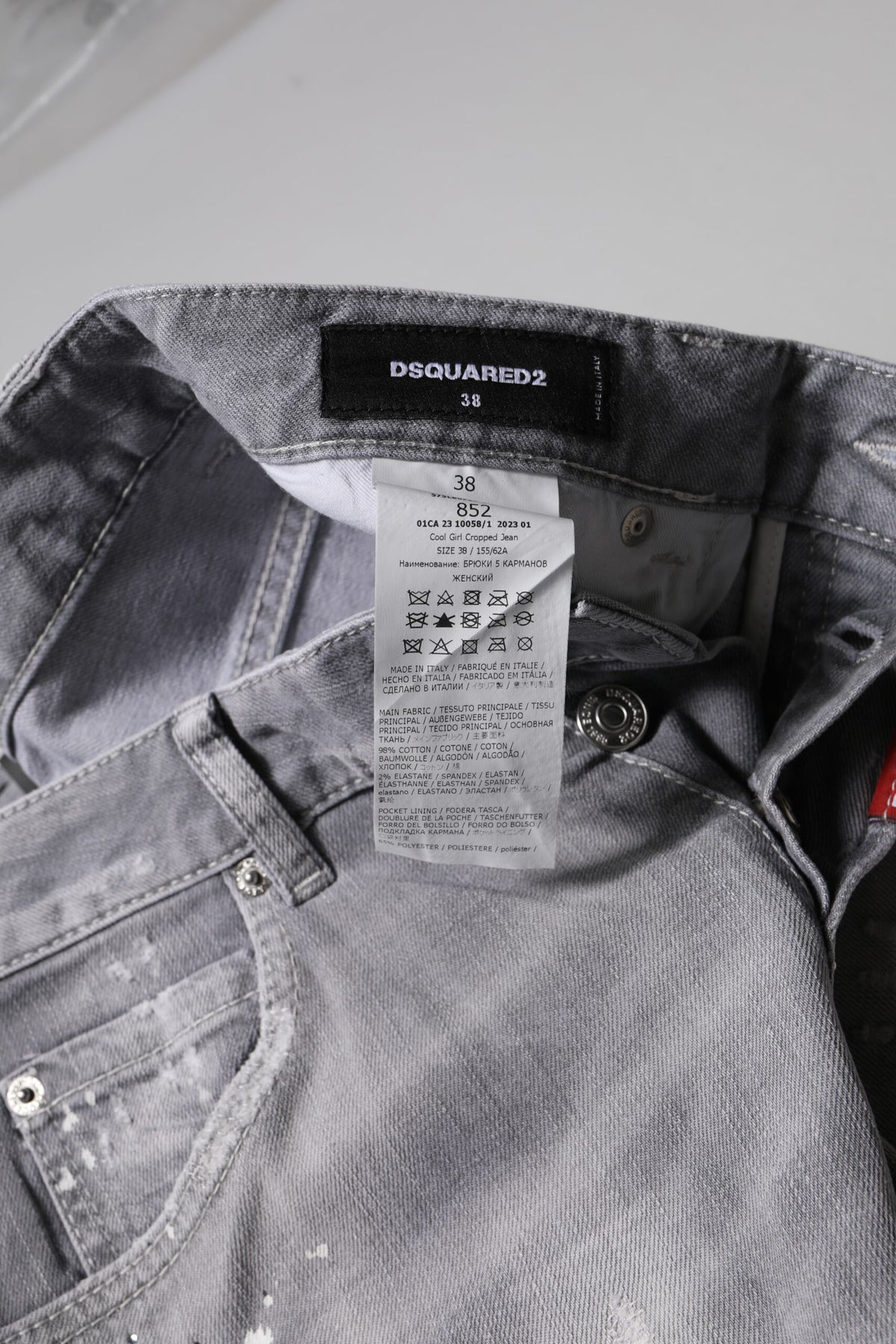 New Dsquared² Gray Washed Mid Waist Tapered Jeans