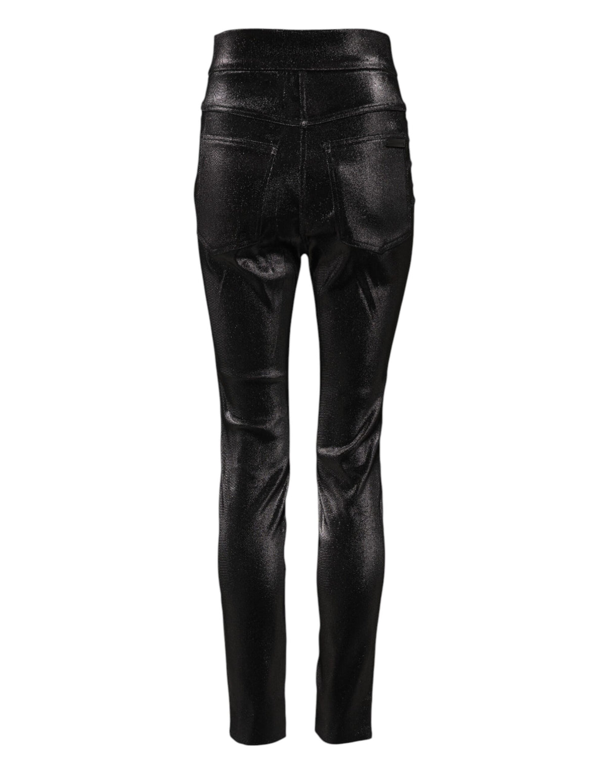 New Dolce & Gabbana Black Cotton Stretch Silver Lurex Thread Pants