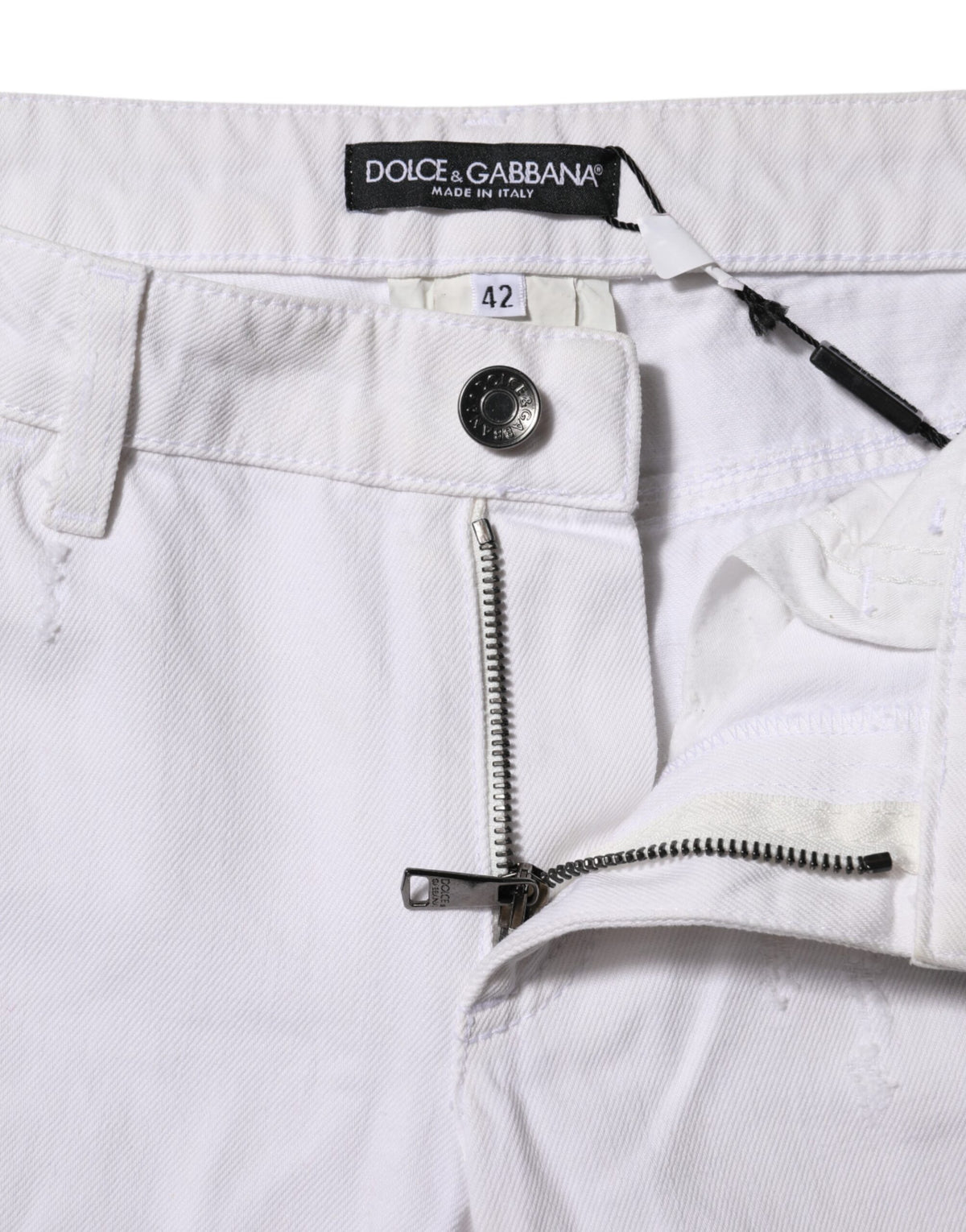 New Dolce & Gabbana White Cotton Mid Waisted Women Denim Jeans