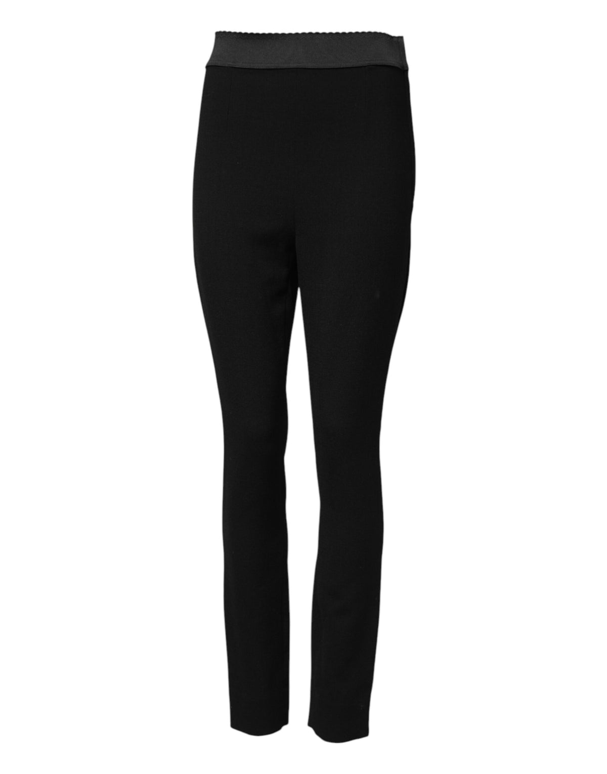 New Dolce & Gabbana Black Wool Leggings Stretch Pants