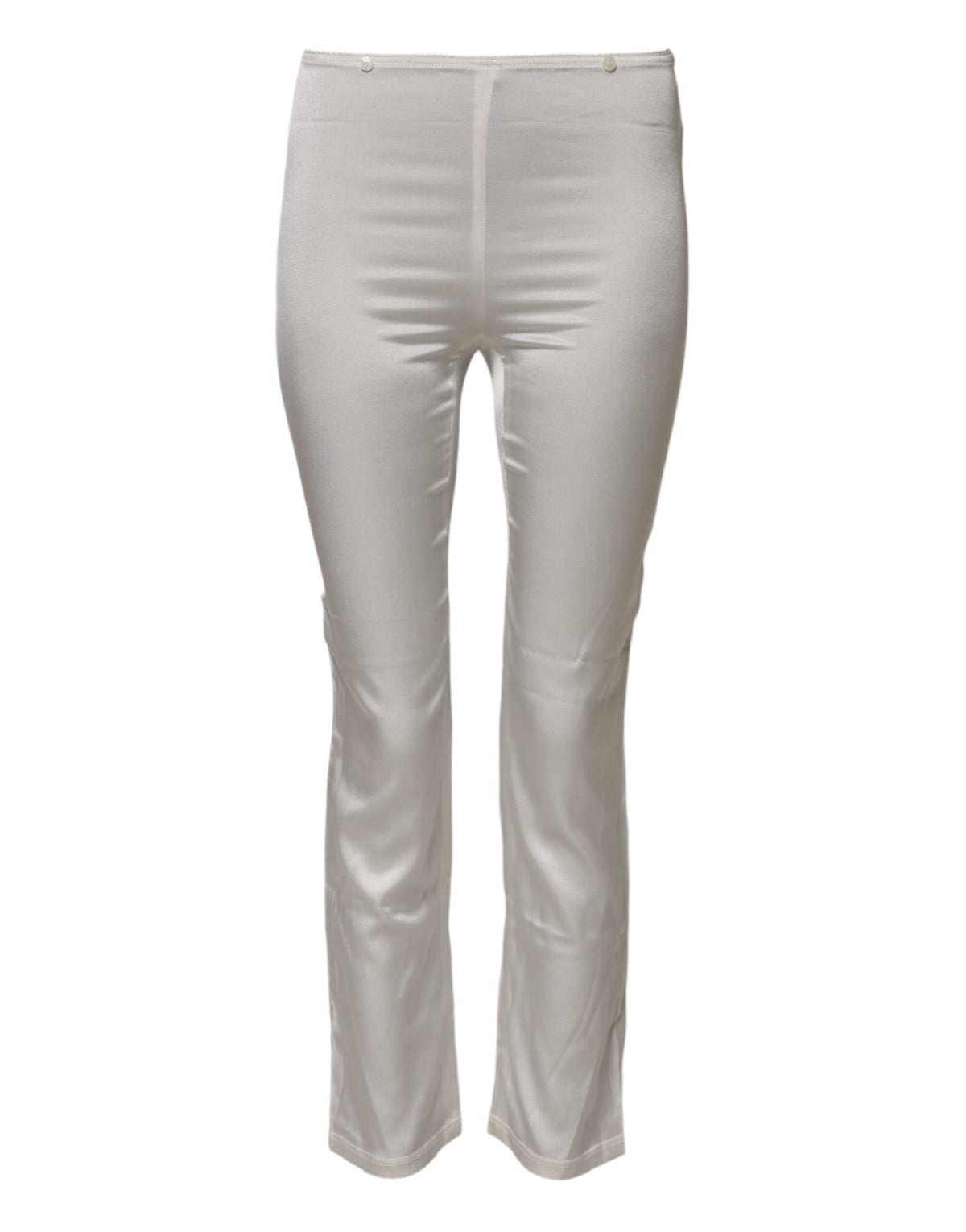 New Dolce & Gabbana Ivory Silk Tapered High Waist Pants