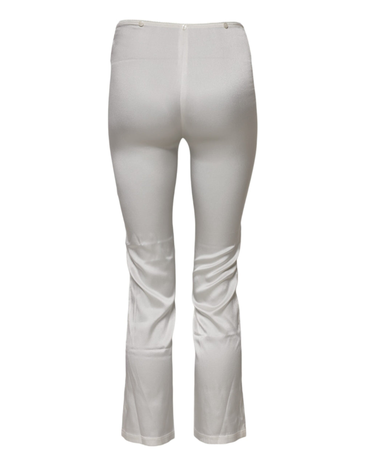 New Dolce & Gabbana Ivory Silk Tapered High Waist Pants