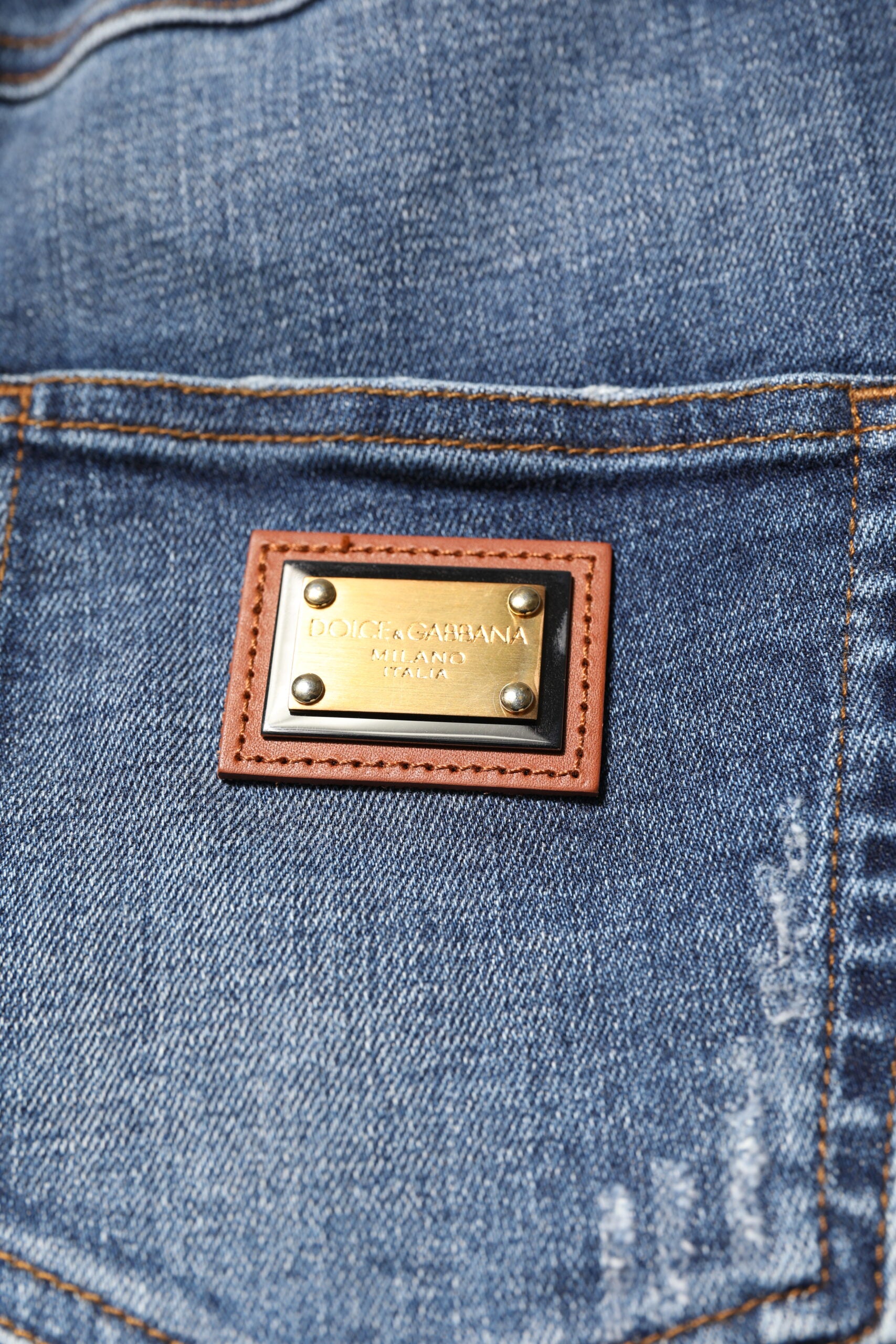 New Dolce & Gabbana Blue Rhinestone Embellished Denim Jeans