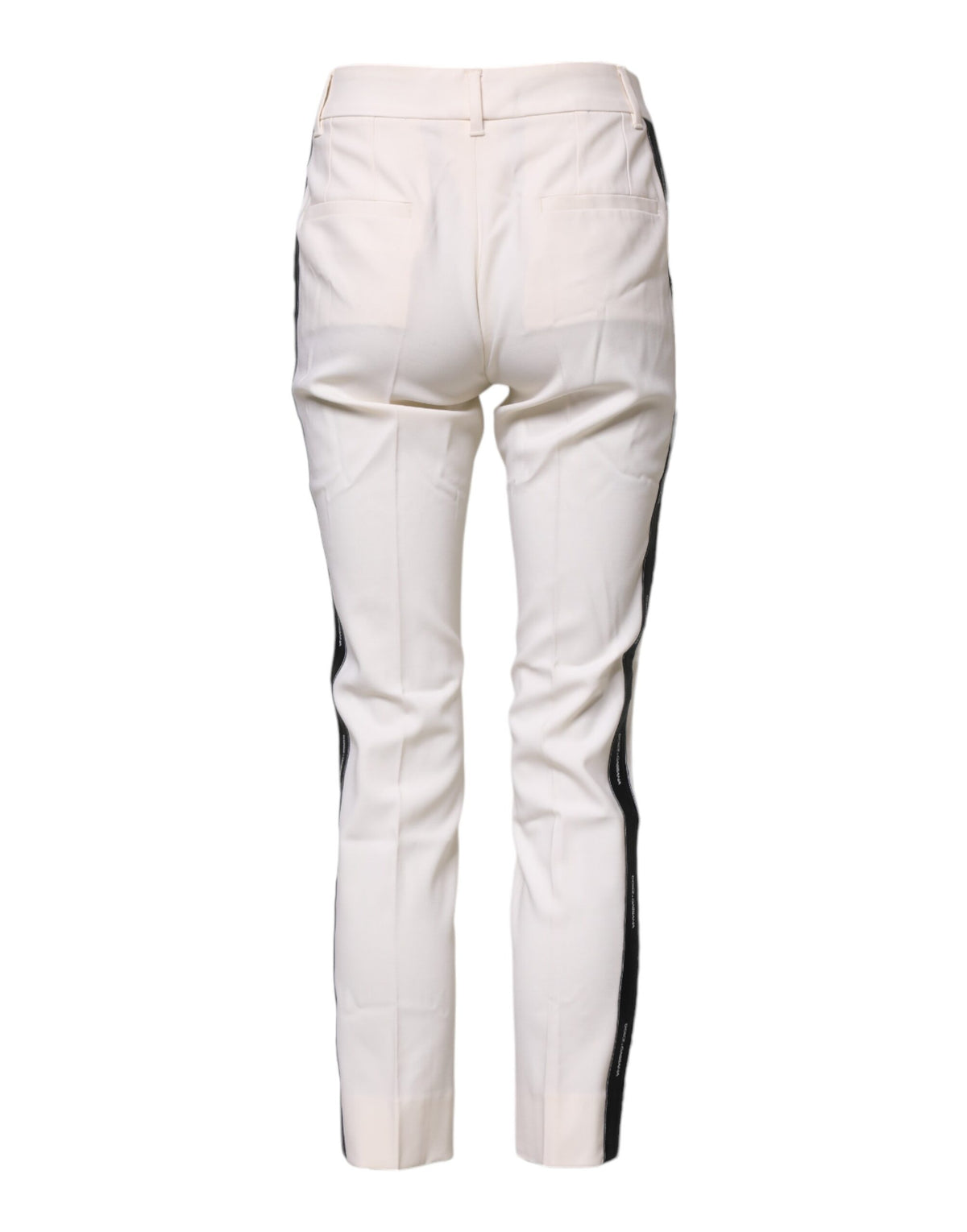 New Dolce & Gabbana White Wool Tapered High Waist Pants
