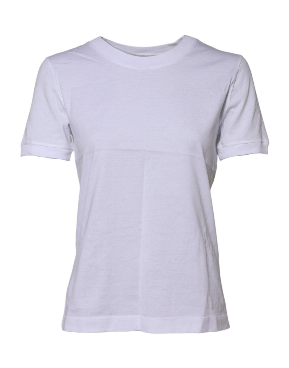 New Dolce & Gabbana White Cotton Round Neck Short Sleeves T-shirt