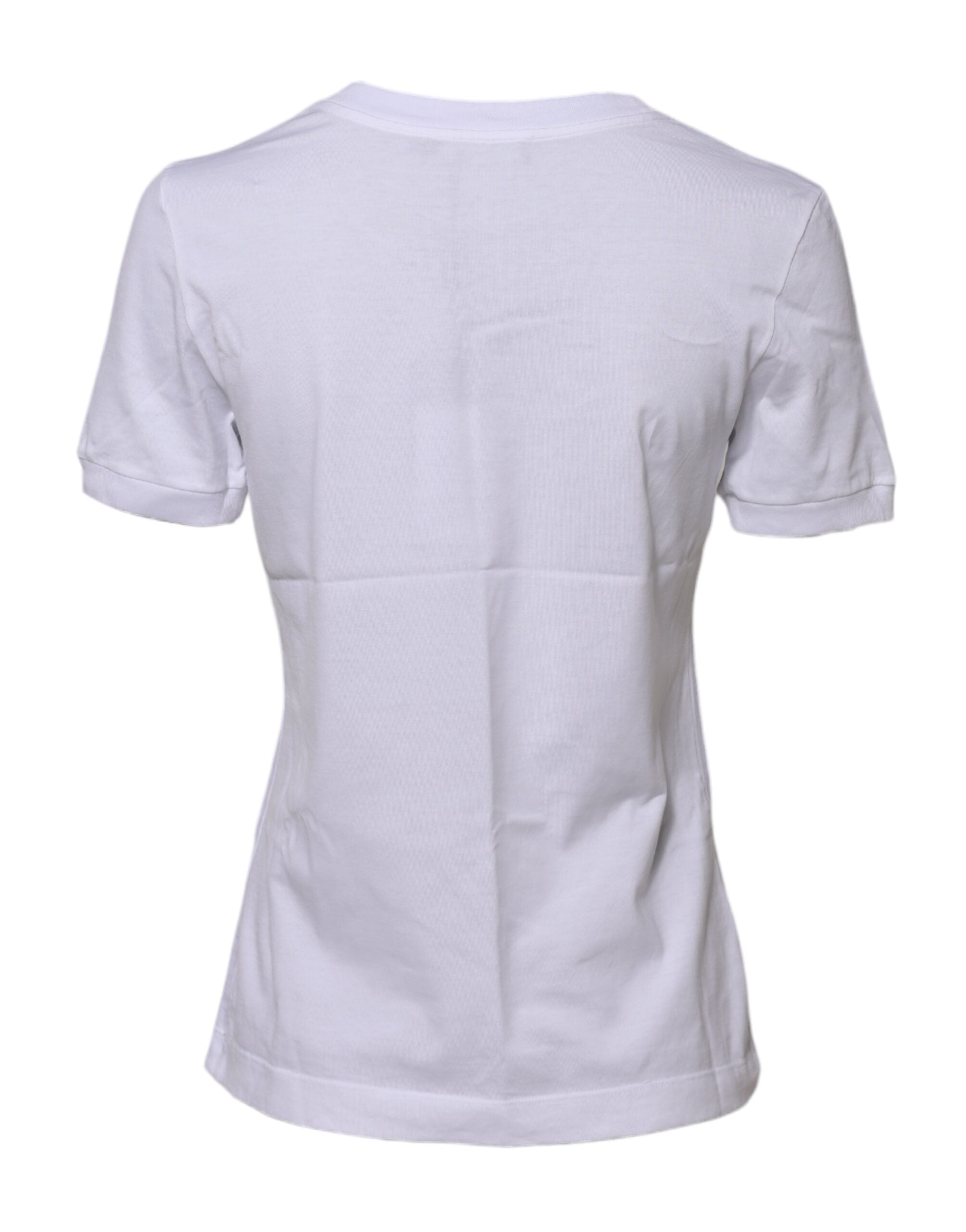 New Dolce & Gabbana White Cotton Round Neck Short Sleeves T-shirt