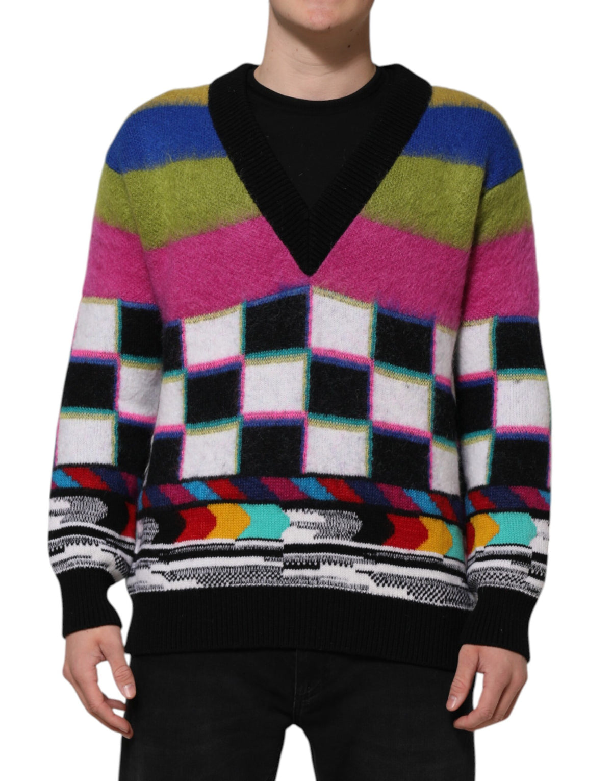 New Dolce & Gabbana Glitch Design Pullover Sweater
