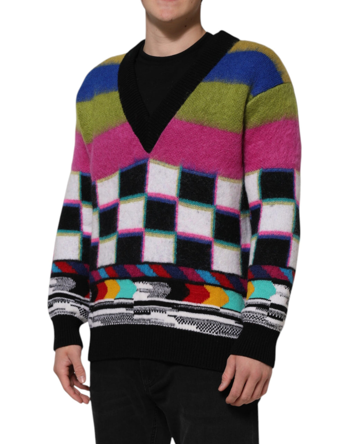 New Dolce & Gabbana Glitch Design Pullover Sweater