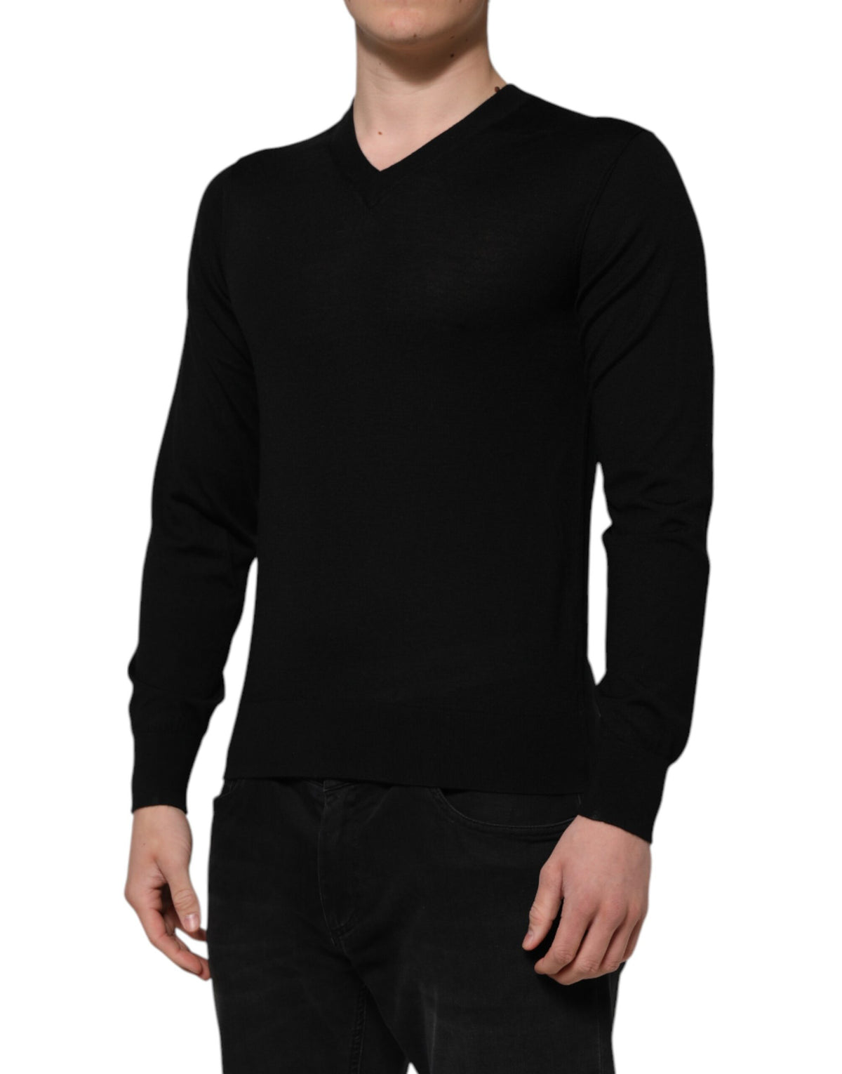 Dolce & Gabbana Black Cashmere Crewneck Men Pullover Sweater