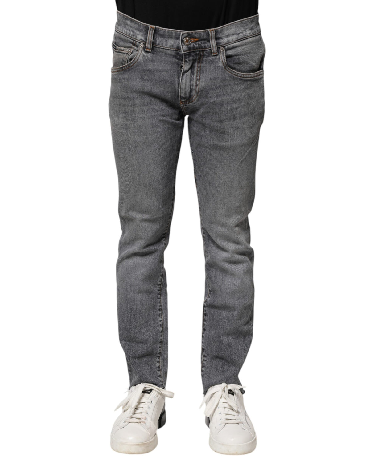 Dolce & Gabbana Gray Cotton Skinny Men Denim Trouser Jeans