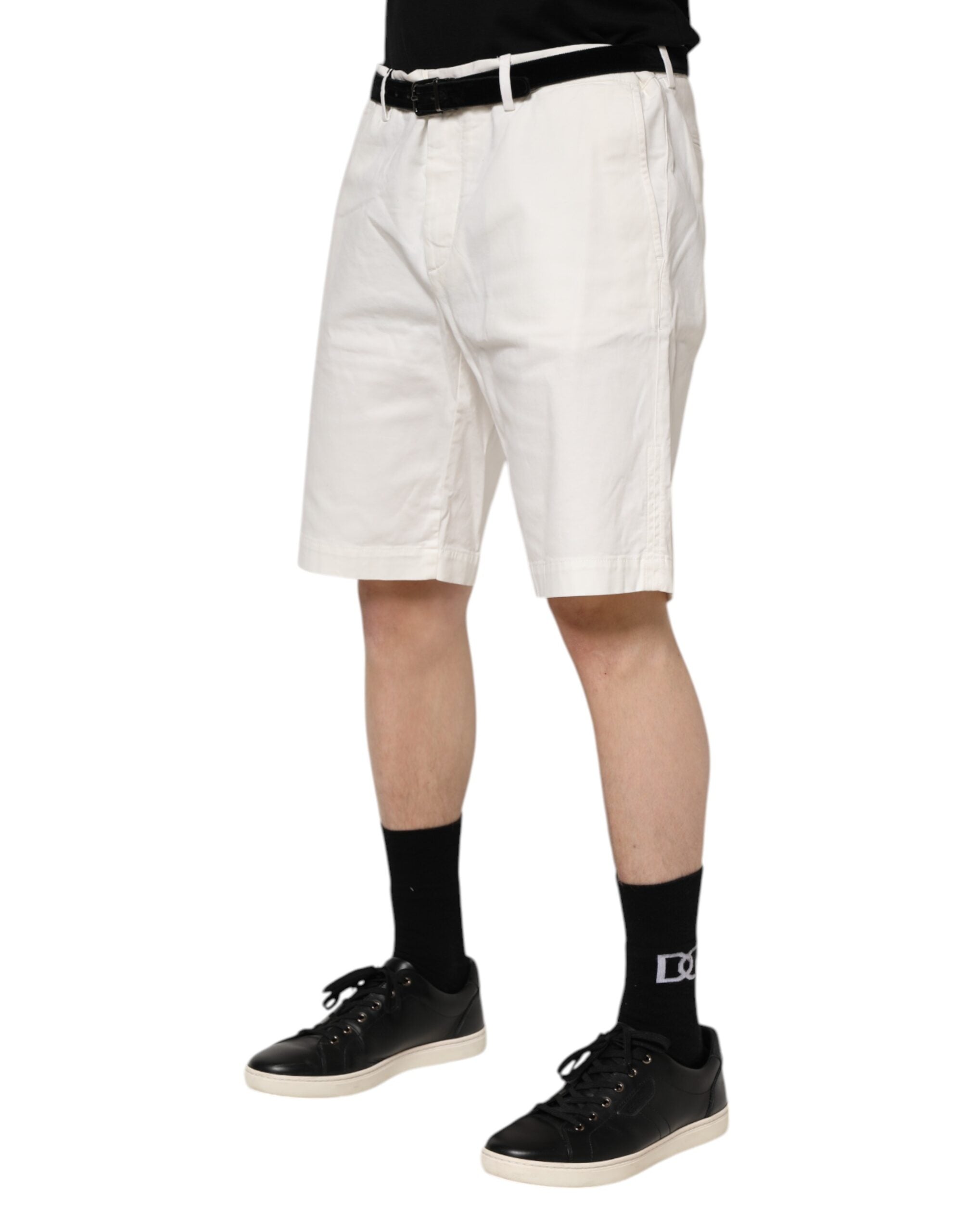 New Dolce & Gabbana White Chinos Cotton Stretch Men Casual Shorts