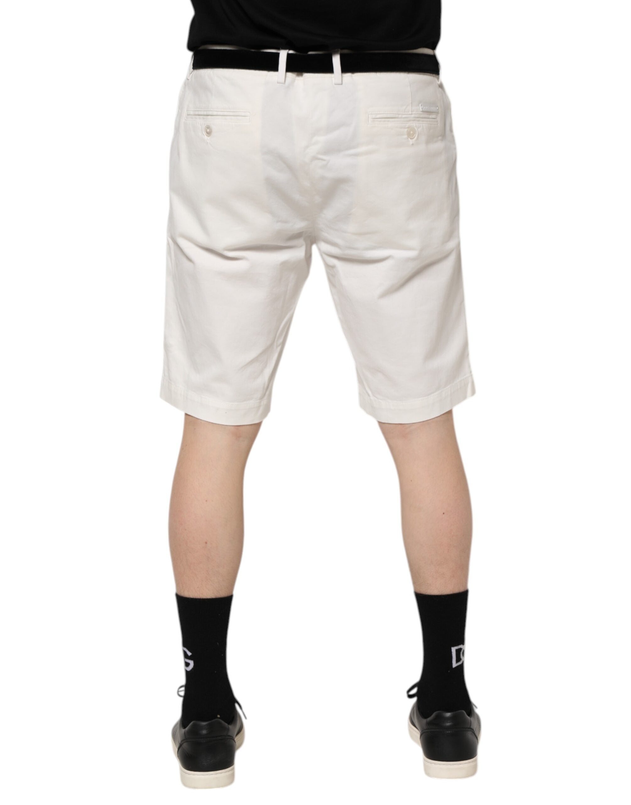 New Dolce & Gabbana White Chinos Cotton Stretch Men Casual Shorts