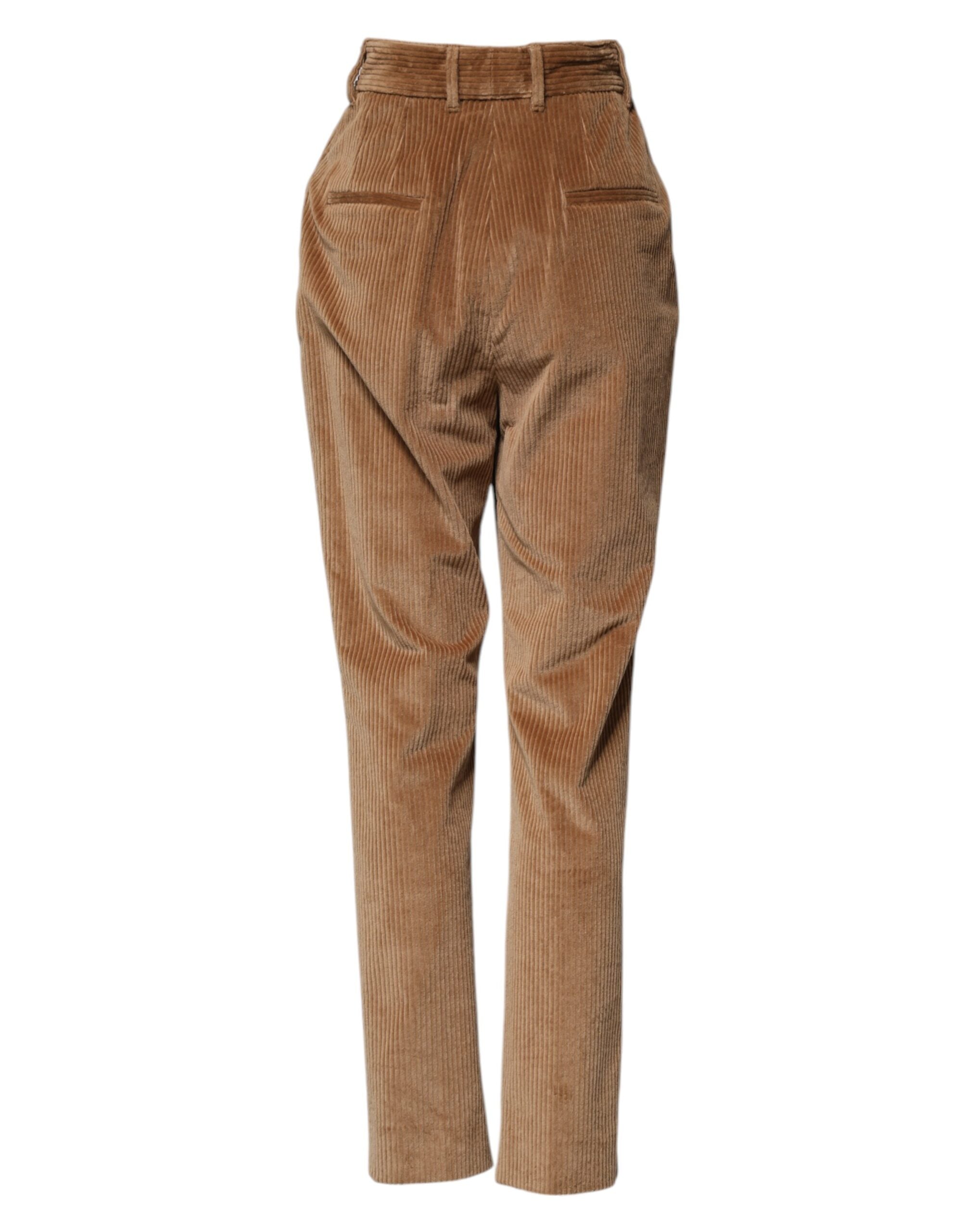 New Dolce & Gabbana Brown Cotton Corduroy Tapered Pants