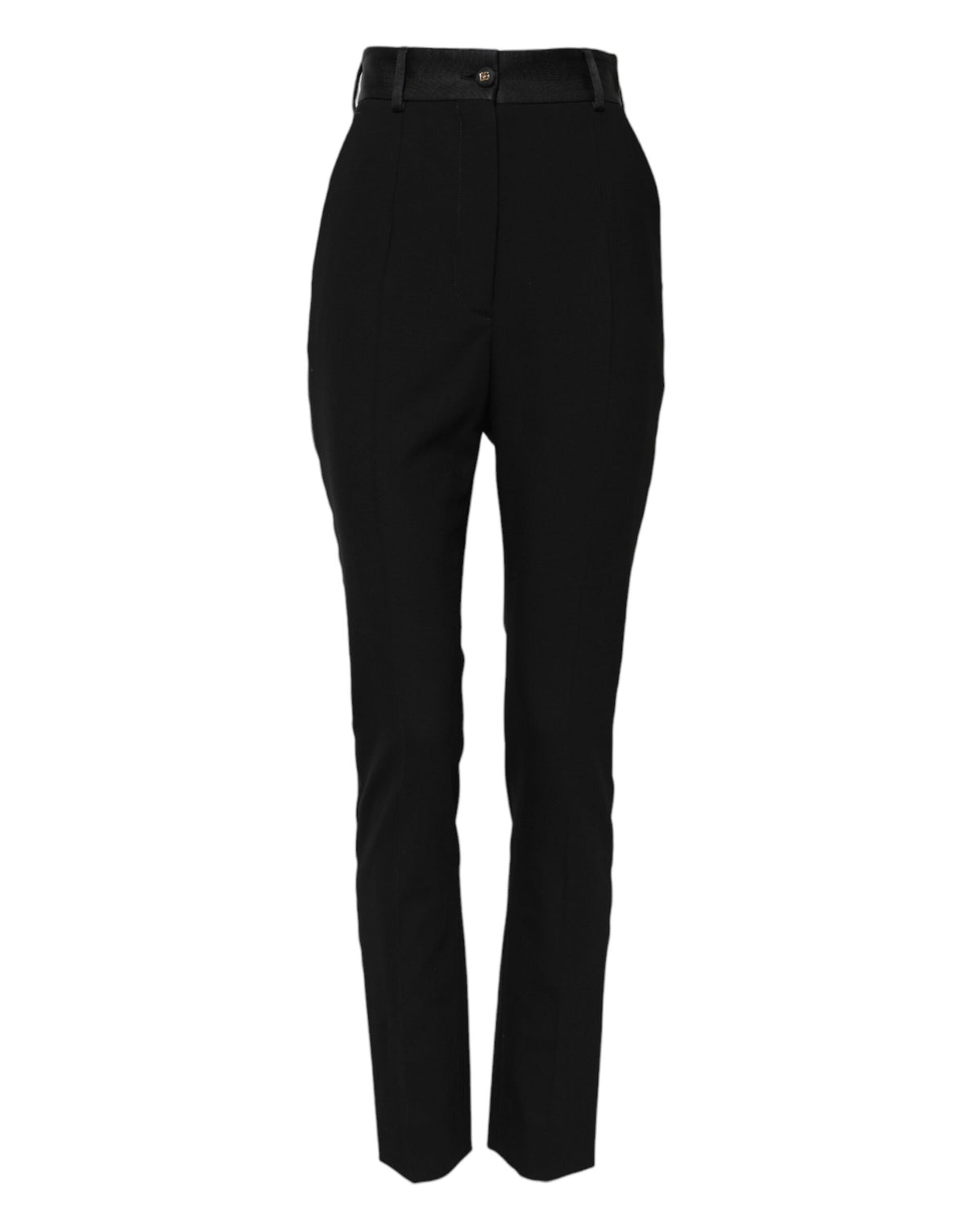 New Dolce & Gabbana Black Wool High Waist Skinny Pants