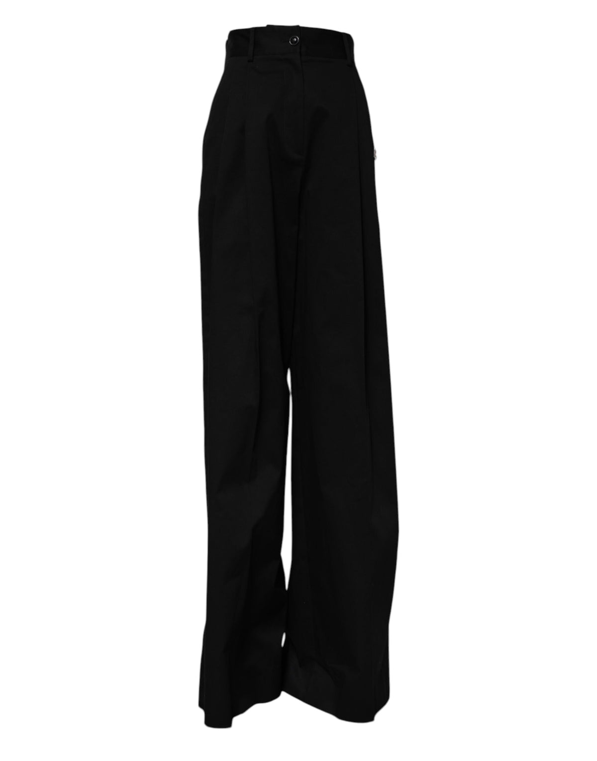 New Dolce & Gabbana Black Cotton HighWaist Wide Leg Pants