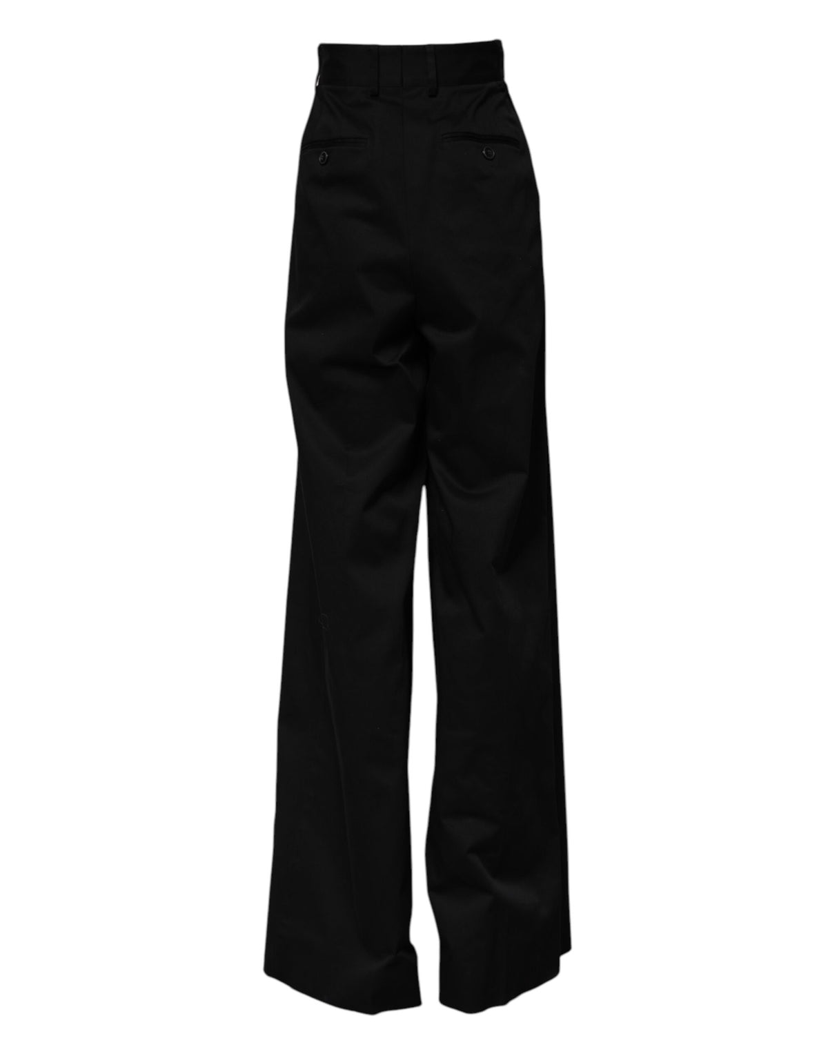 New Dolce & Gabbana Black Cotton HighWaist Wide Leg Pants