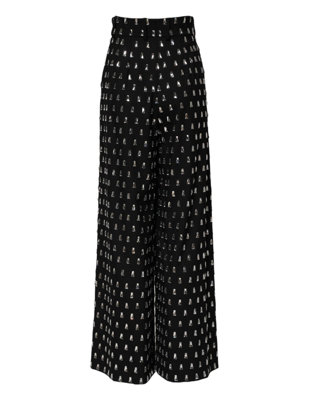 New Dolce & Gabbana Black Crystal Embellished Wide Leg Pants