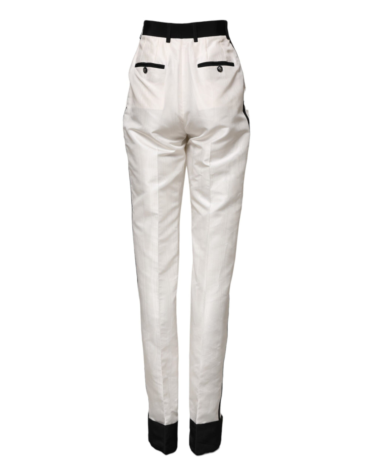 New Dolce & Gabbana White High Waist Straight Dress Trouser Pants