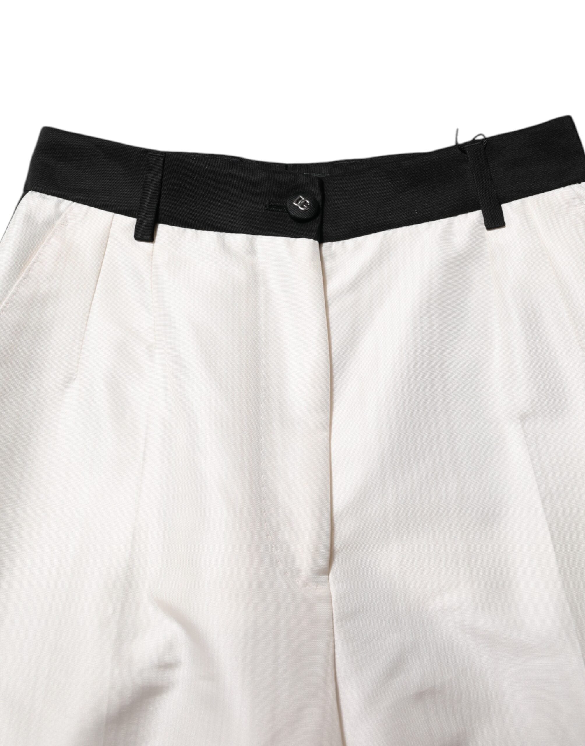 New Dolce & Gabbana White High Waist Straight Dress Trouser Pants