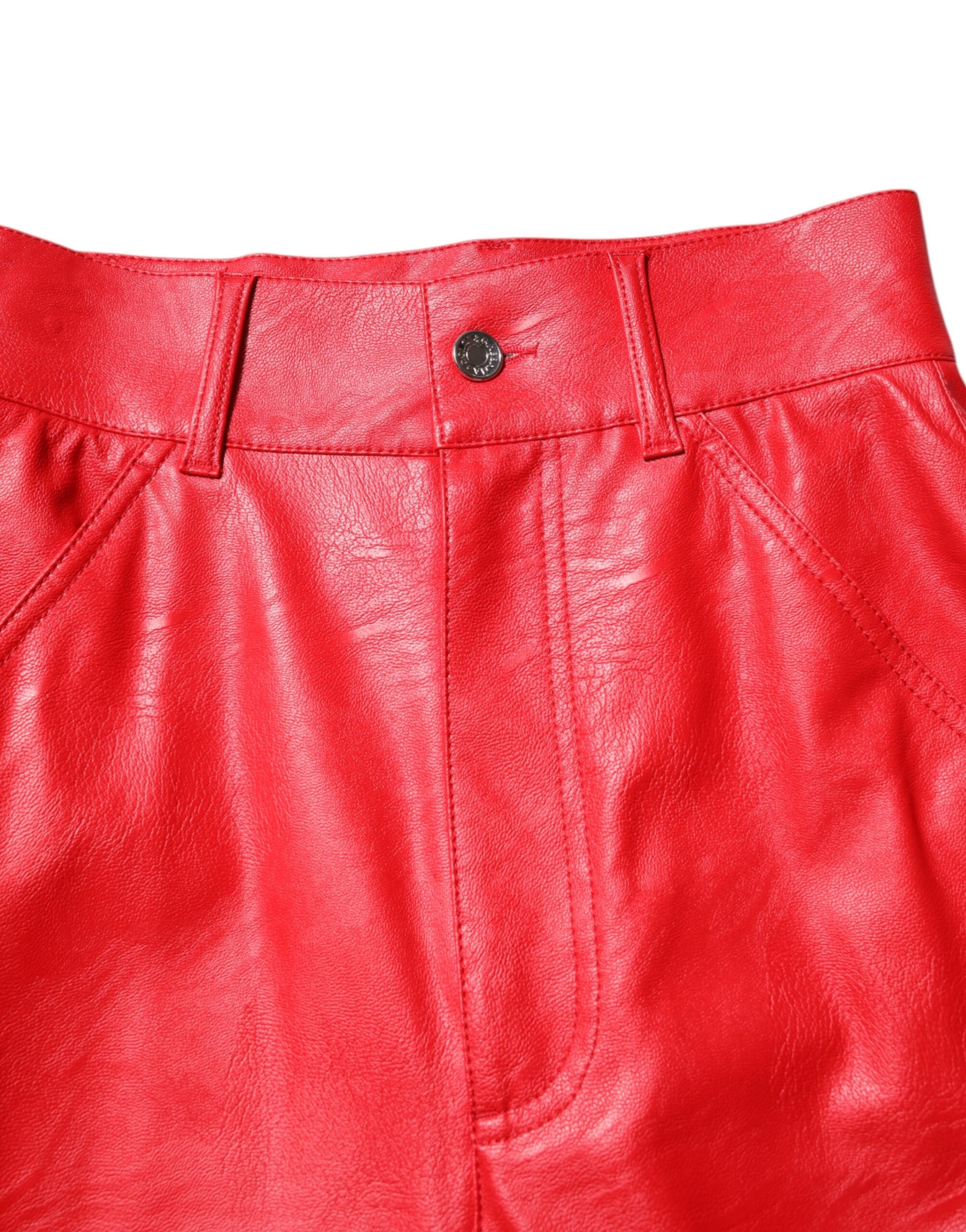 New Dolce & Gabbana Red High Waist Tapered Trouser Pants