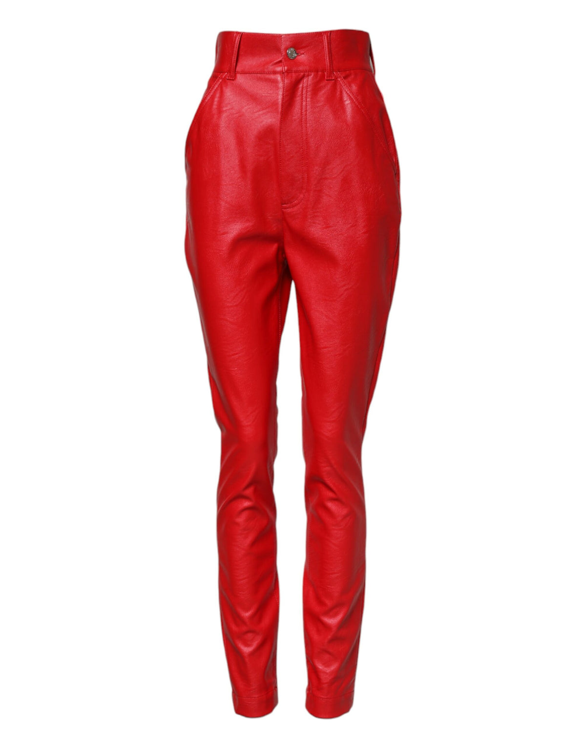 New Dolce & Gabbana Red High Waist Tapered Trouser Pants