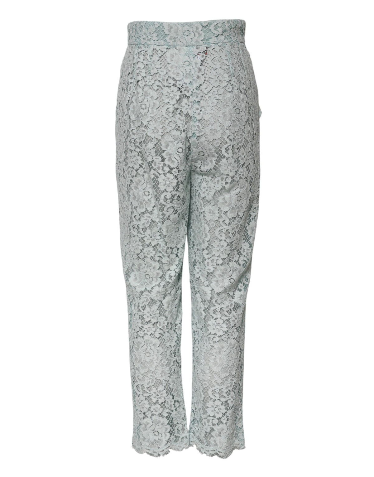 New Dolce & Gabbana Mint Green Cotton Floral Lace Trousers Pants