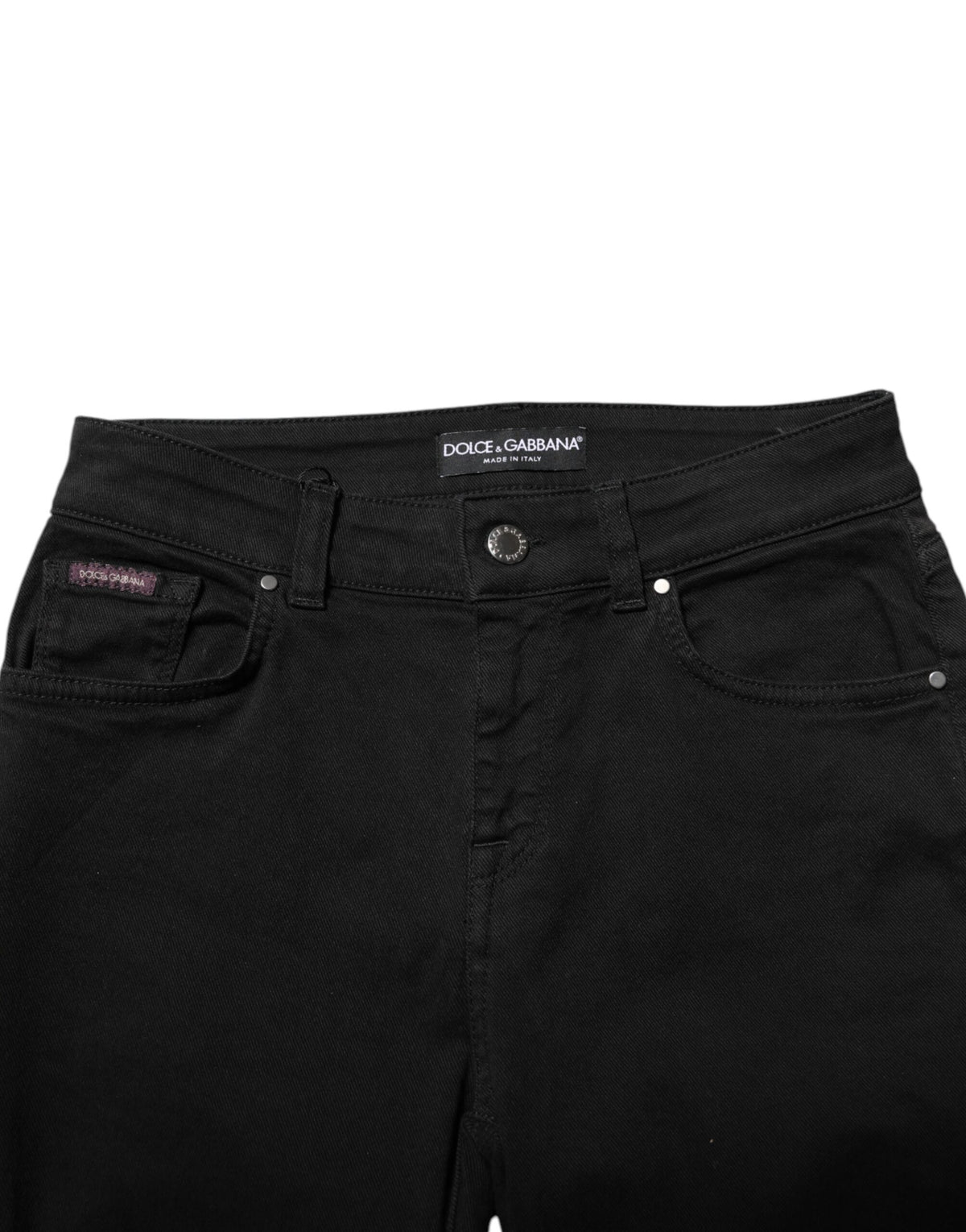 Pre-Owned Dolce & Gabbana Black Cotton Logo Skinny Mid Waist Denim Jeans Women's - Very Good