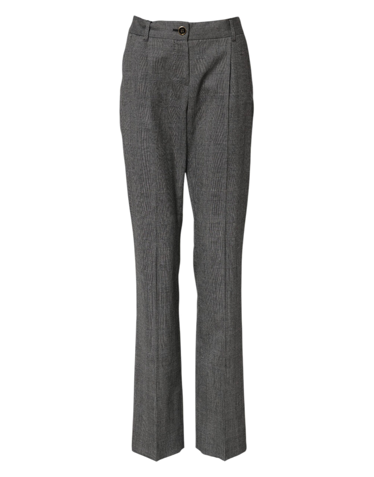 New Dolce & Gabbana Gray Checkered High Waist Flared Pants