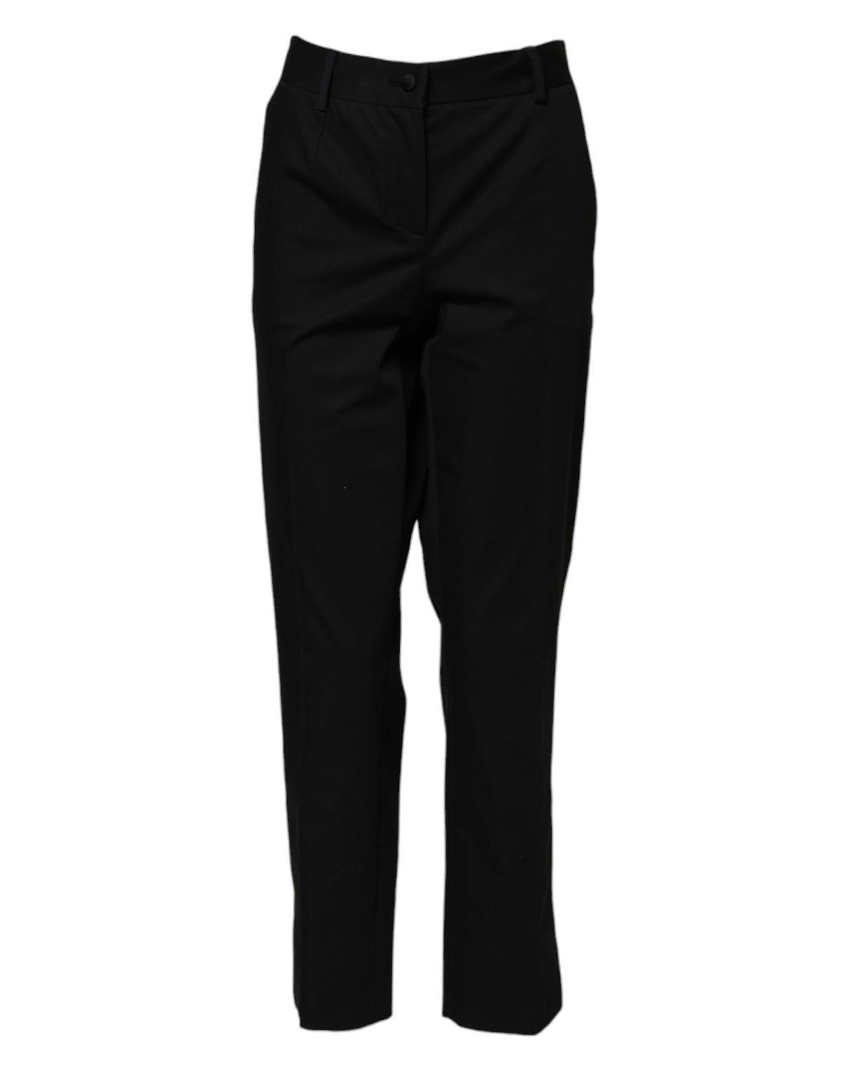 New Dolce & Gabbana Black Cotton High Waist Formal Pants