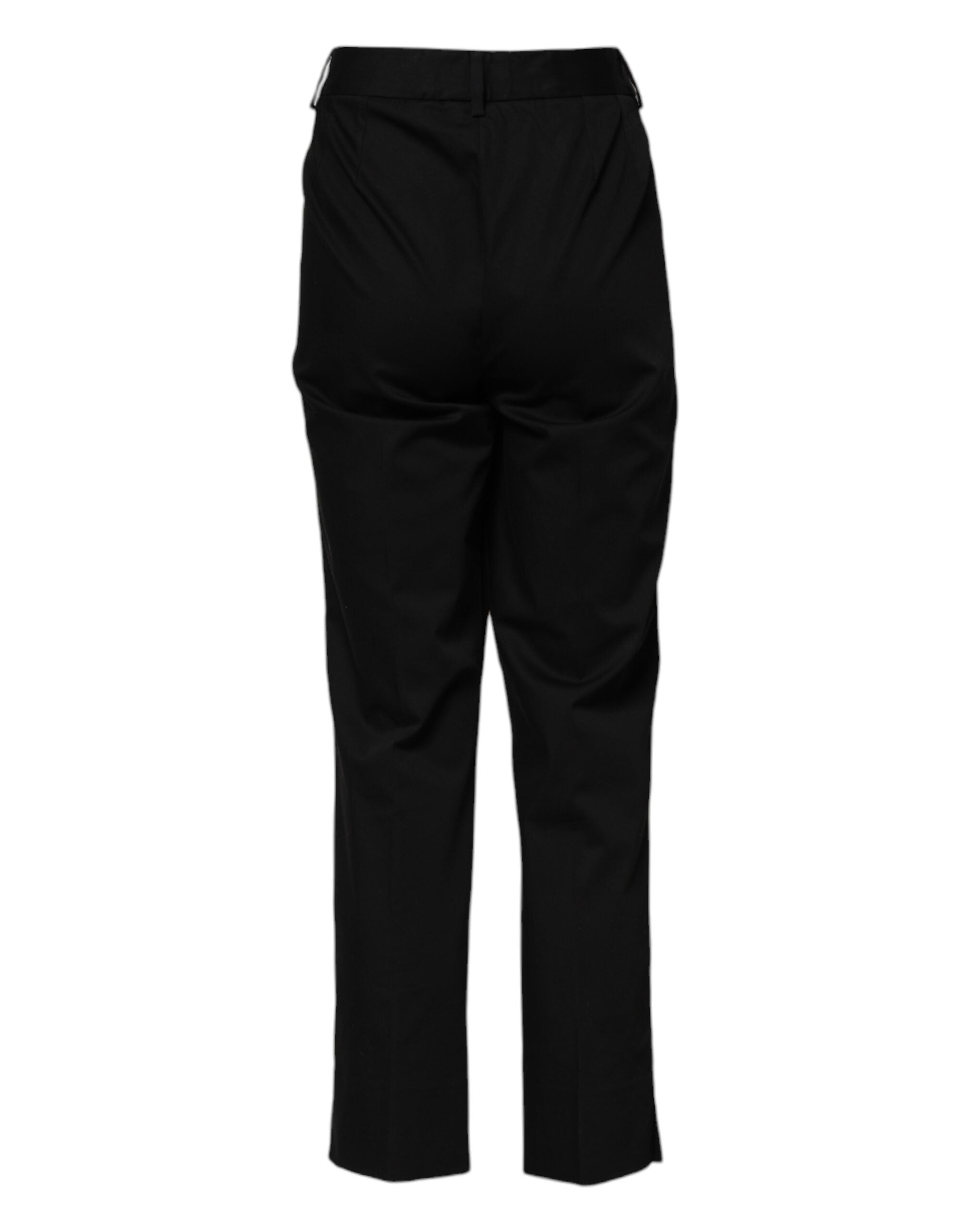 New Dolce & Gabbana Black Cotton High Waist Formal Pants