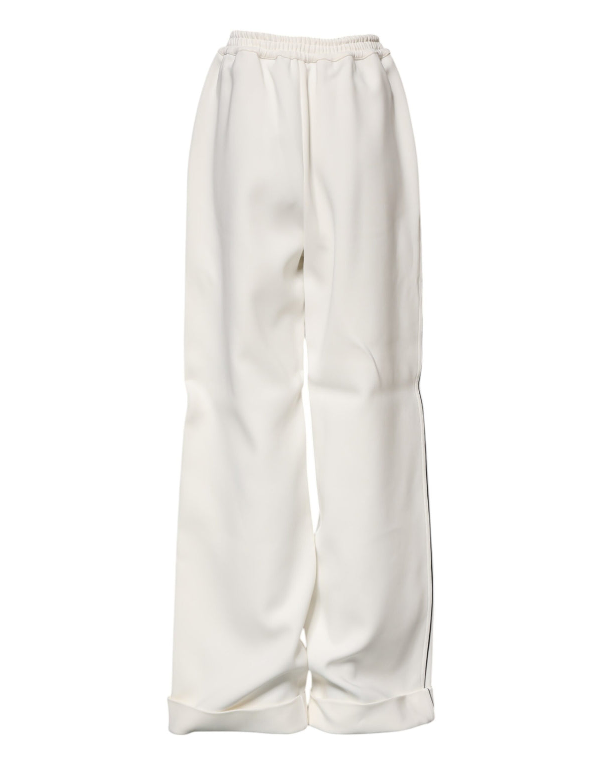 New Dolce & Gabbana White Viscose Wide Leg Pull On Pants