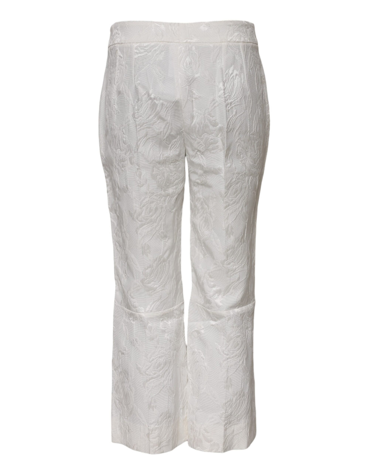 New Dolce & Gabbana White Cotton Floral Jacquard Pants