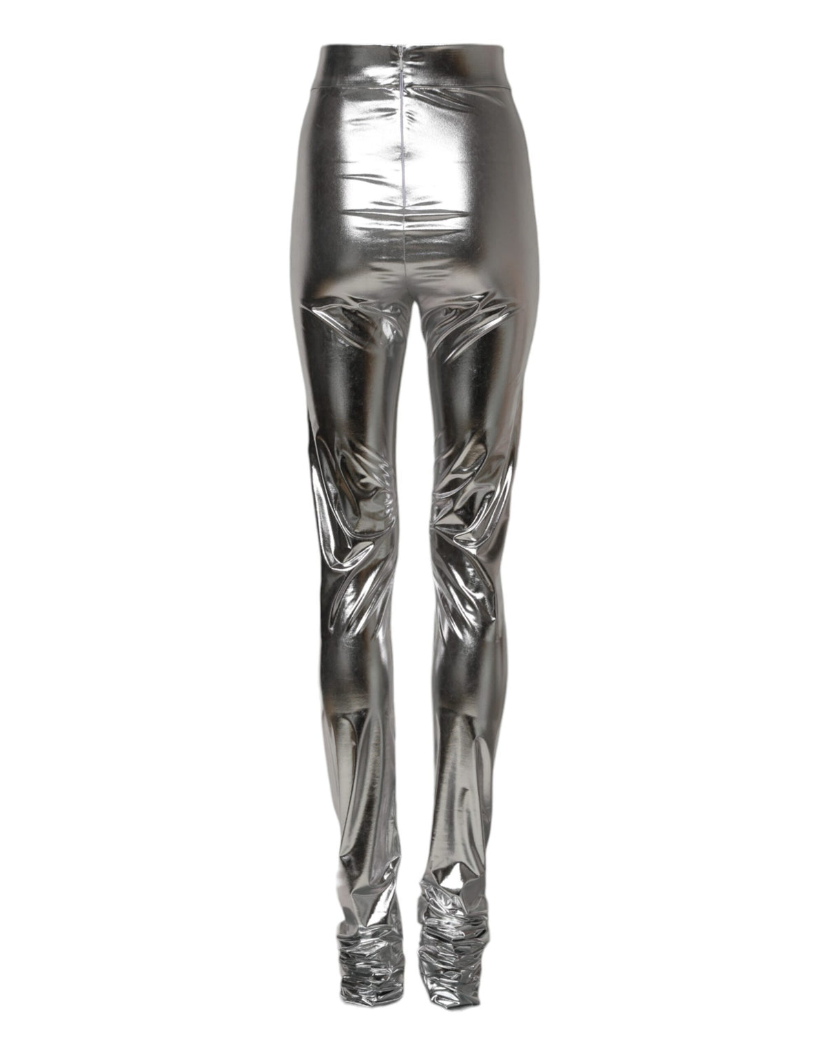 New Dolce & Gabbana Metallic Silver Slim Fit Leggings Pants
