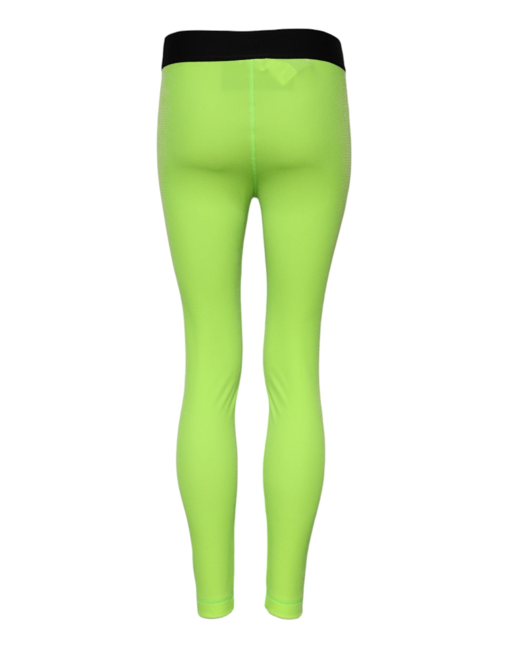 New Dolce & Gabbana Green Nylon Slim Fit Leggings Pants