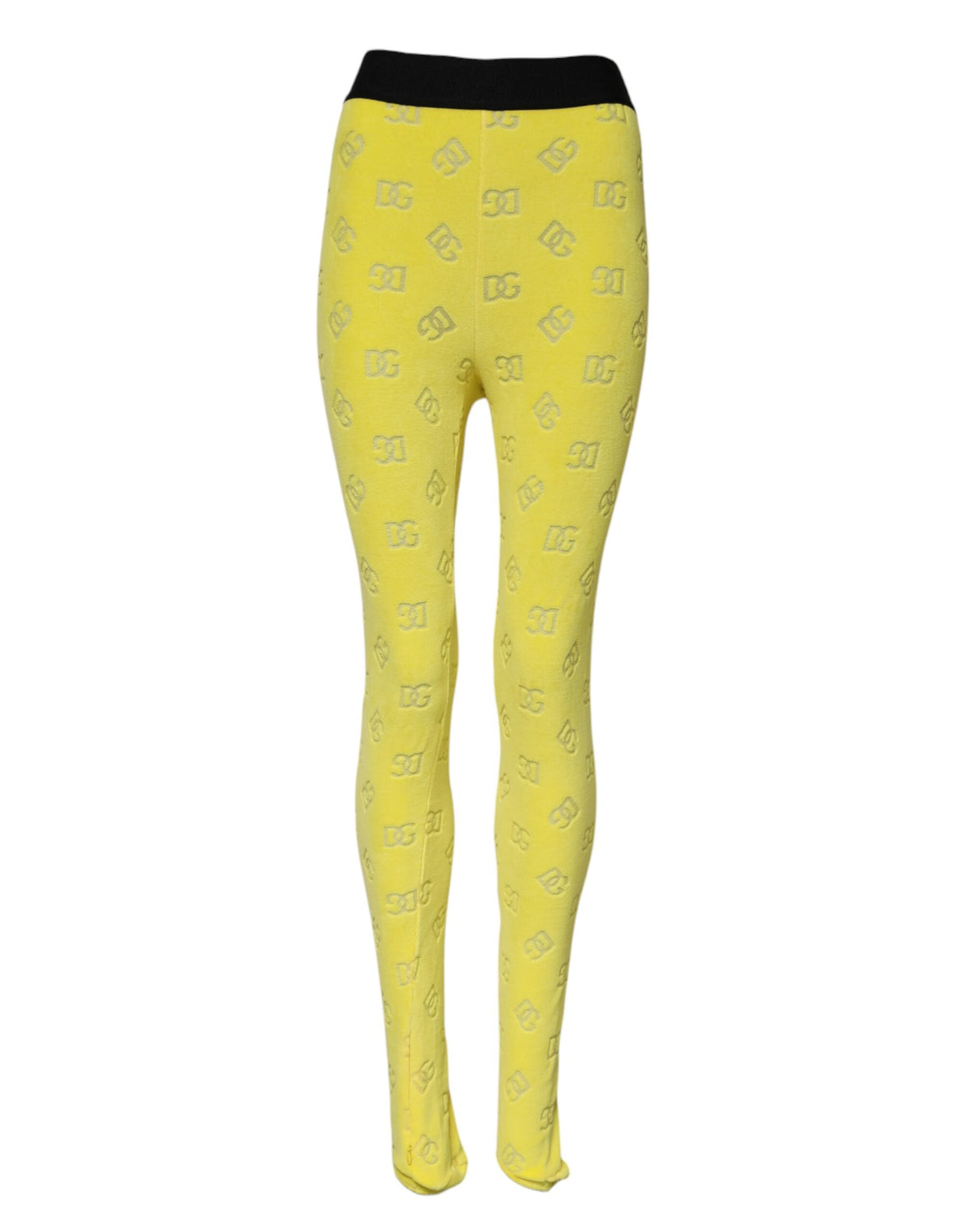 New Dolce & Gabbana Yellow Logo Slim Fit Leggings Pants