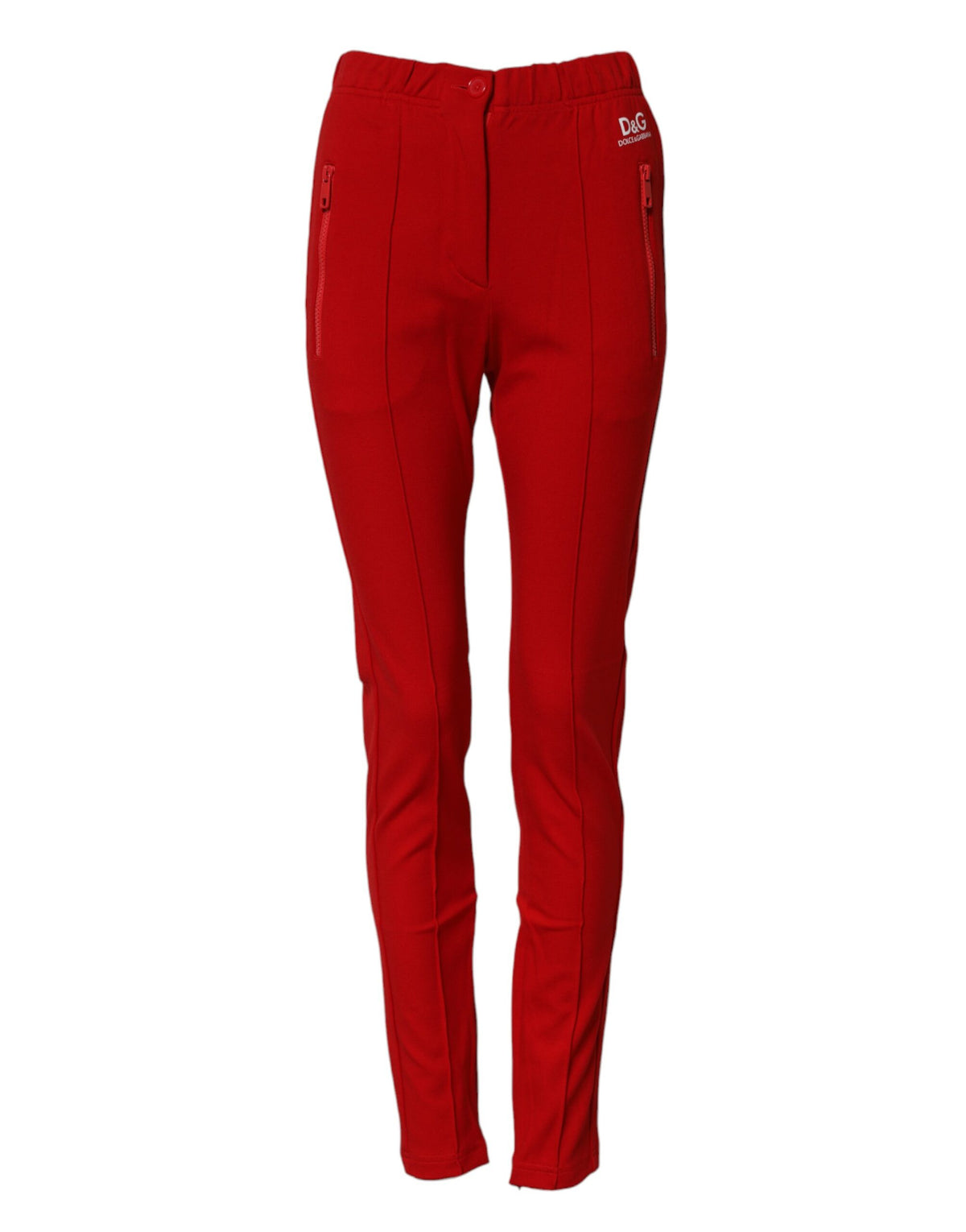 New Dolce & Gabbana Red Mid Waist Slim Fit Pants