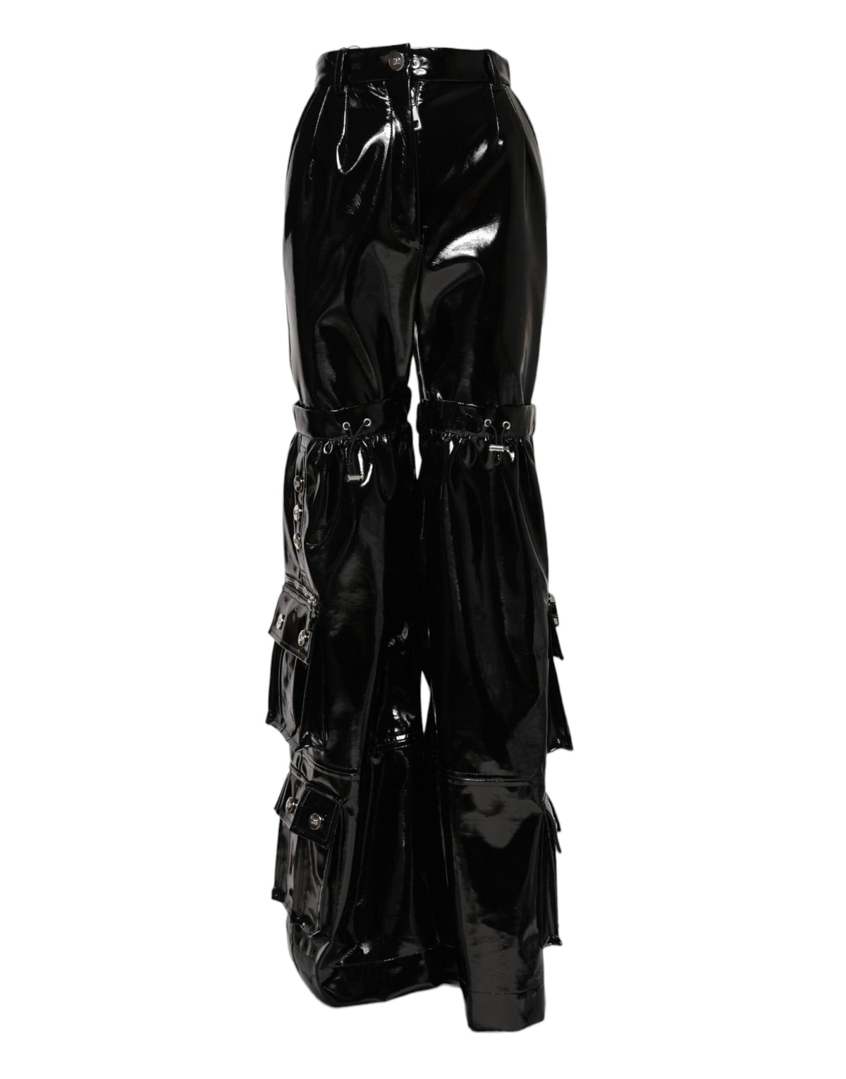 New Dolce & Gabbana Black High Waist Cargo Bootcut Pants