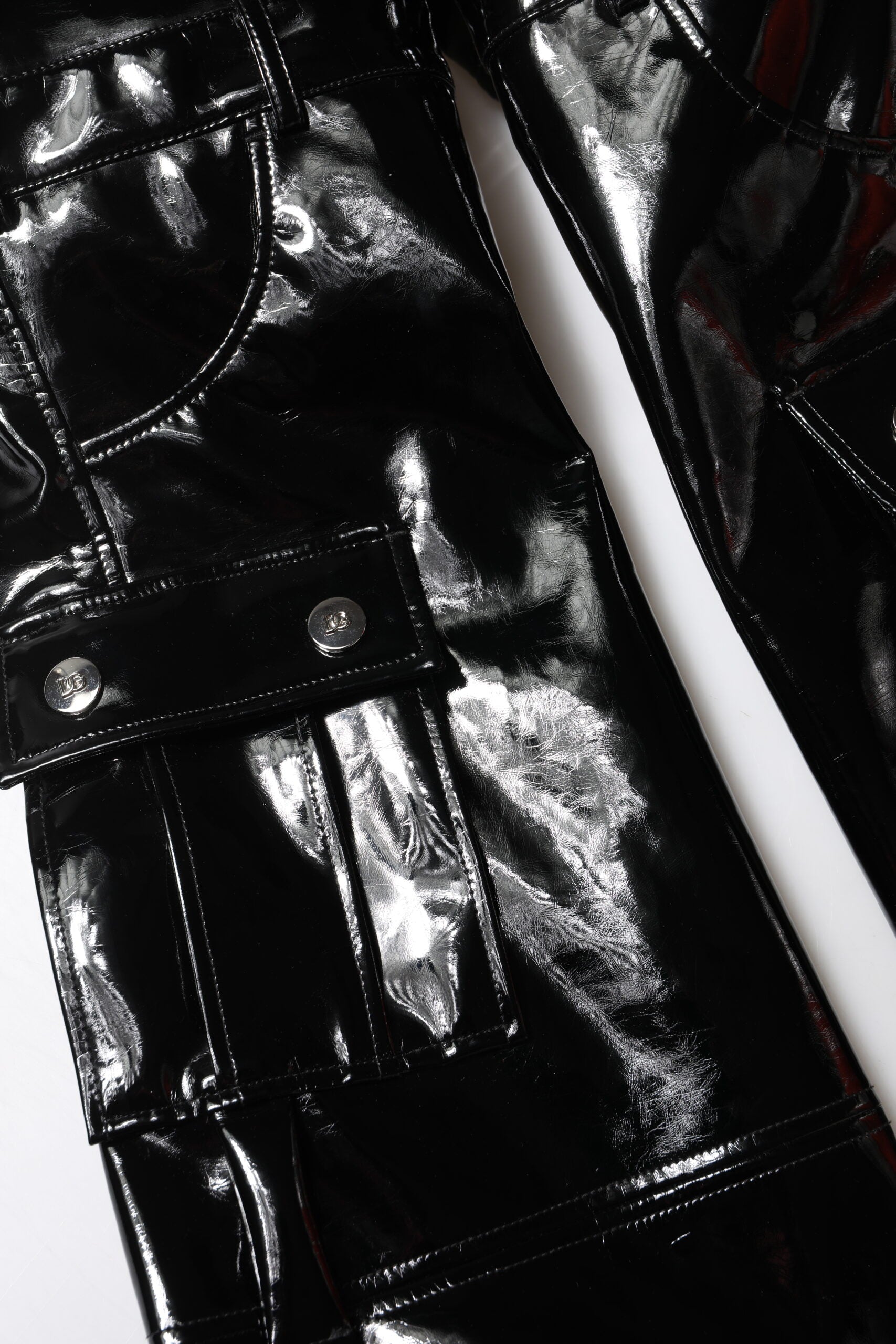 New Dolce & Gabbana Black High Waist Cargo Bootcut Pants